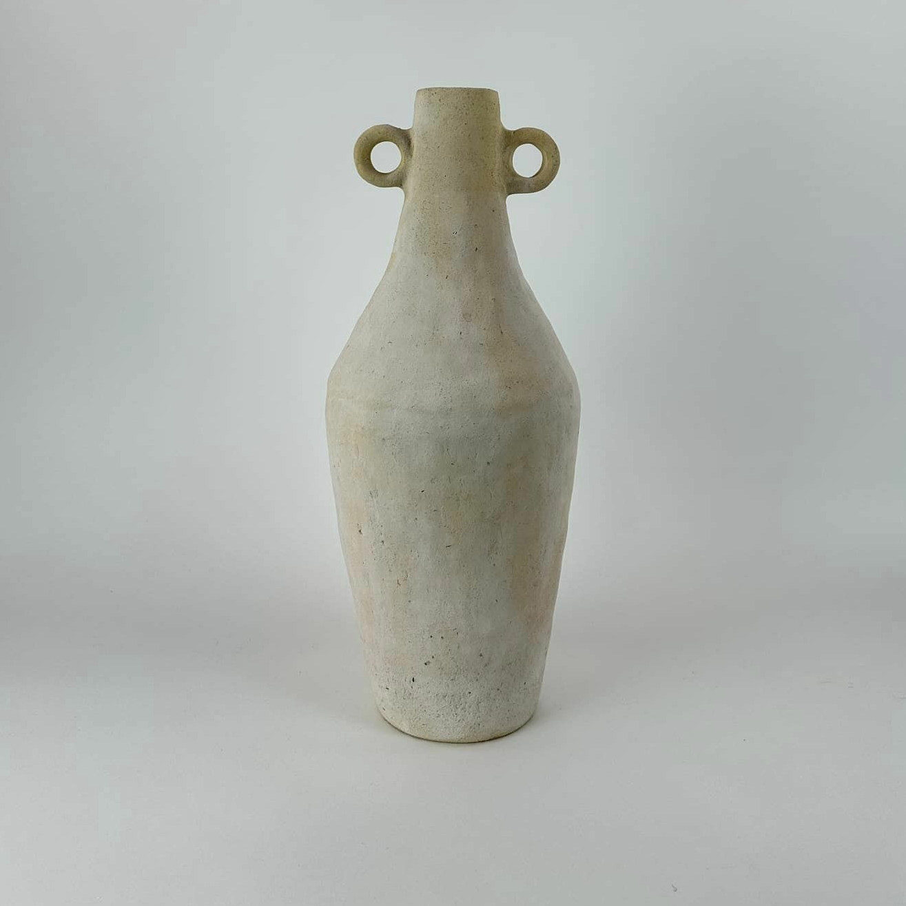 Ваза з 2 вушками велика беж авторська кераміка VA-468