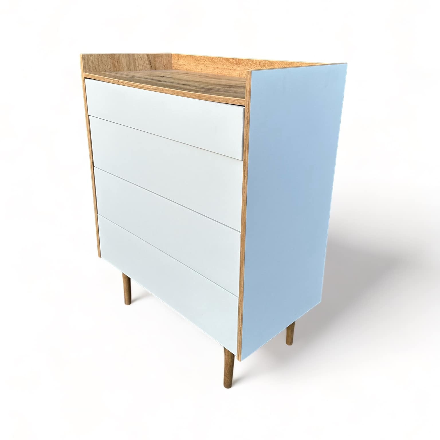 Комод високий/середній на 4 шухляд білий/дерево CB-092