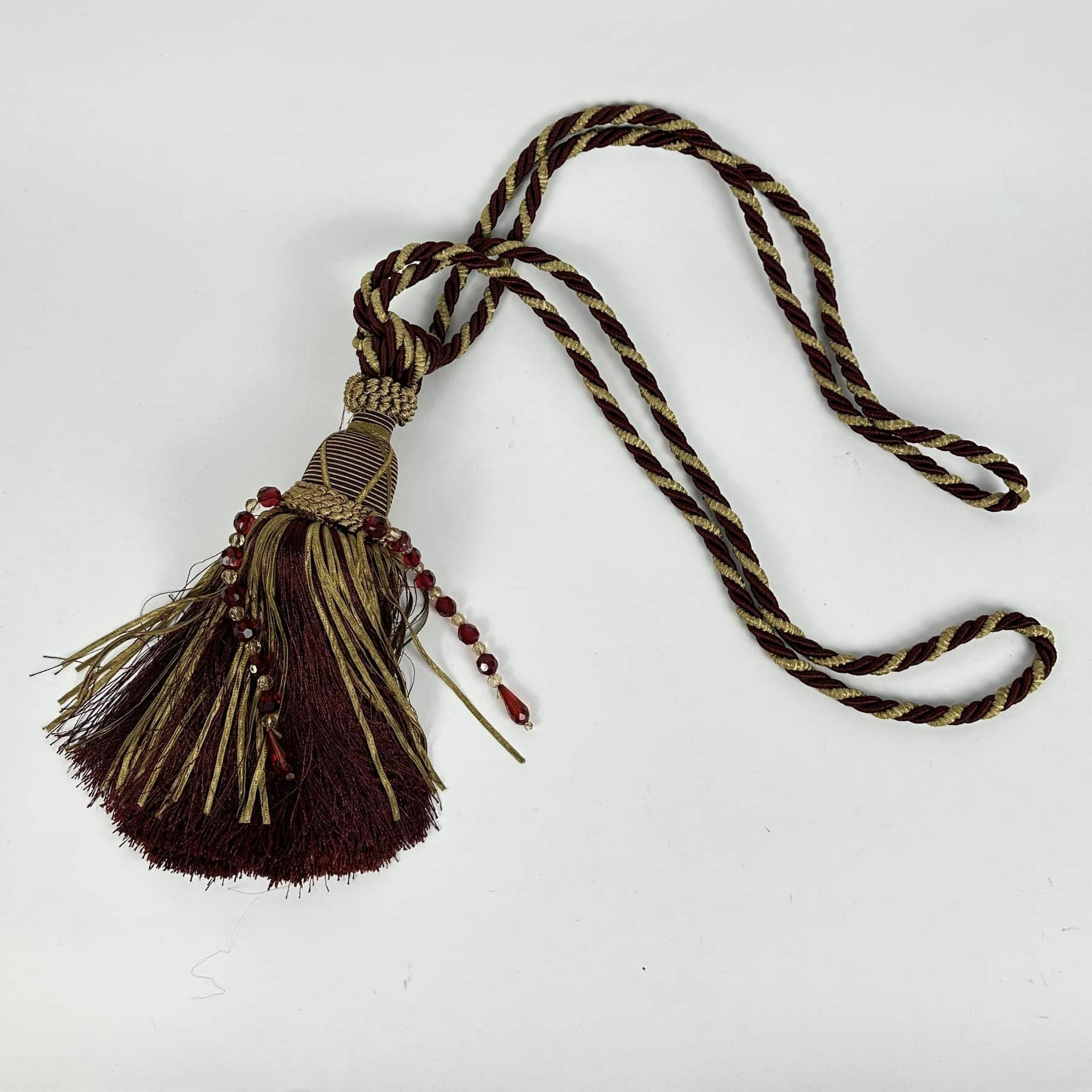 Підхват для штор з кутасом бордо/беж CR-080