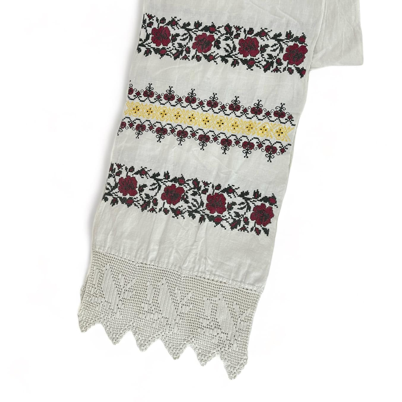 Рушник вишитий етно Троянди з пташками вінтаж TT-229
