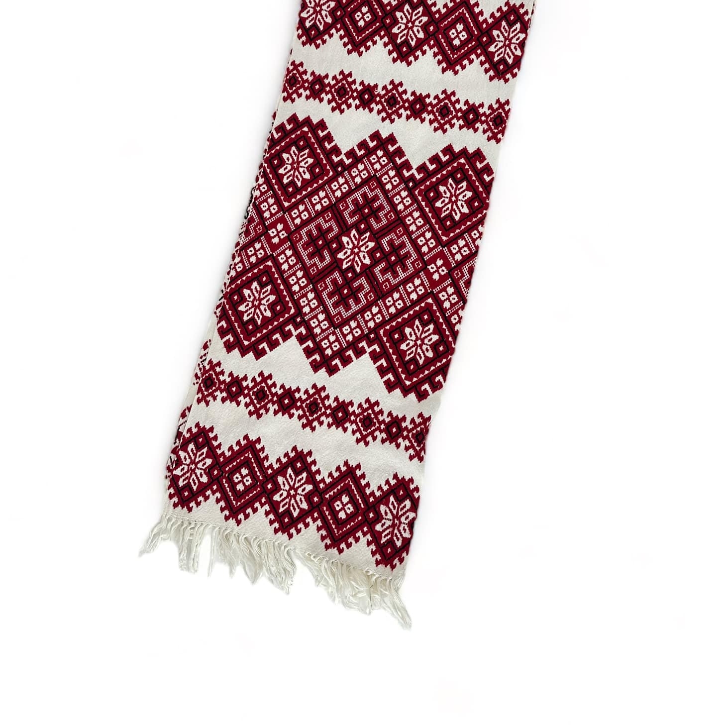 Рушник вишивка хрестиком етно білий/червоний TT-237