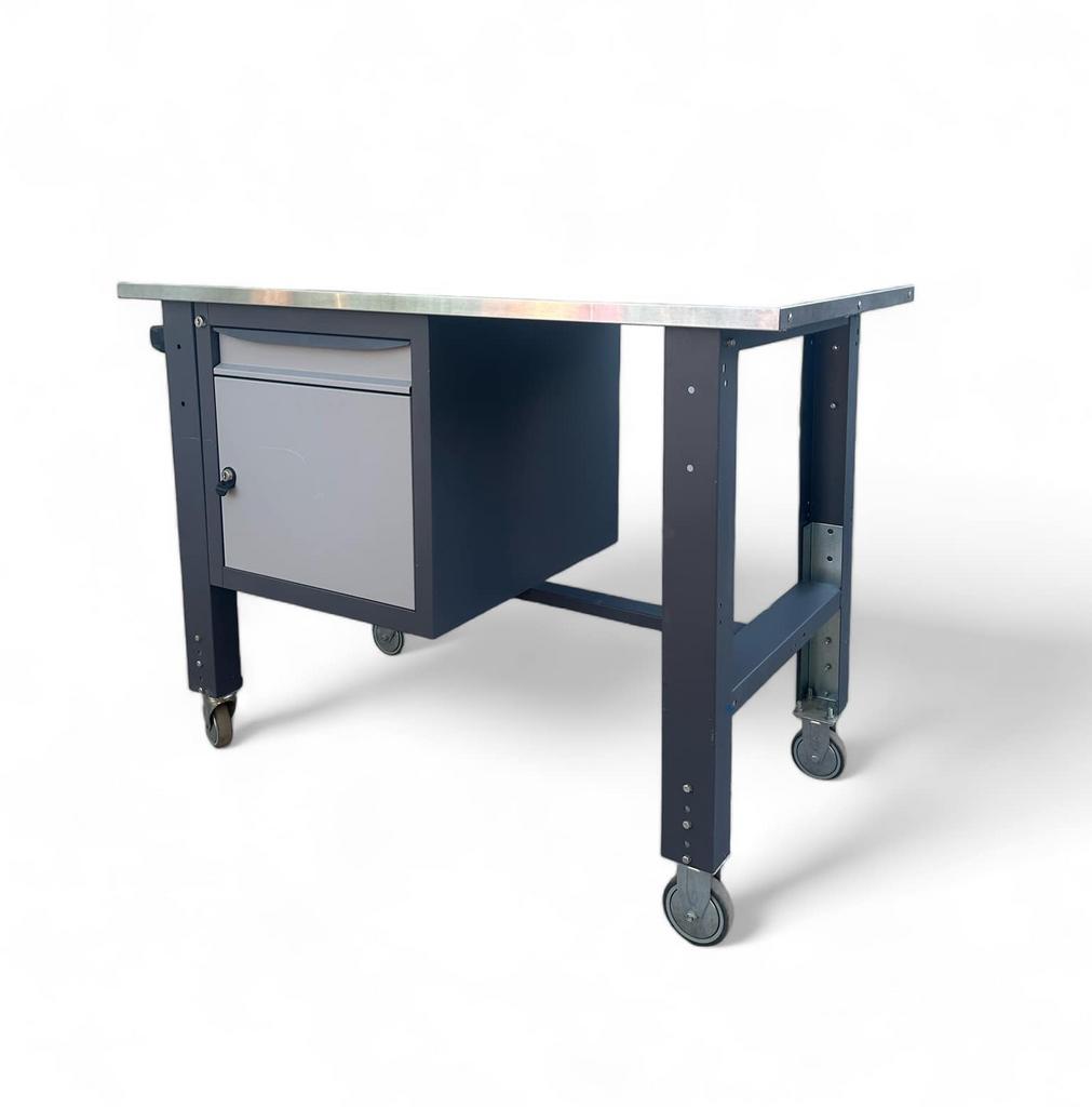 Стіл-верстак для майстерні на коліщатках з тумбою метал TB-331