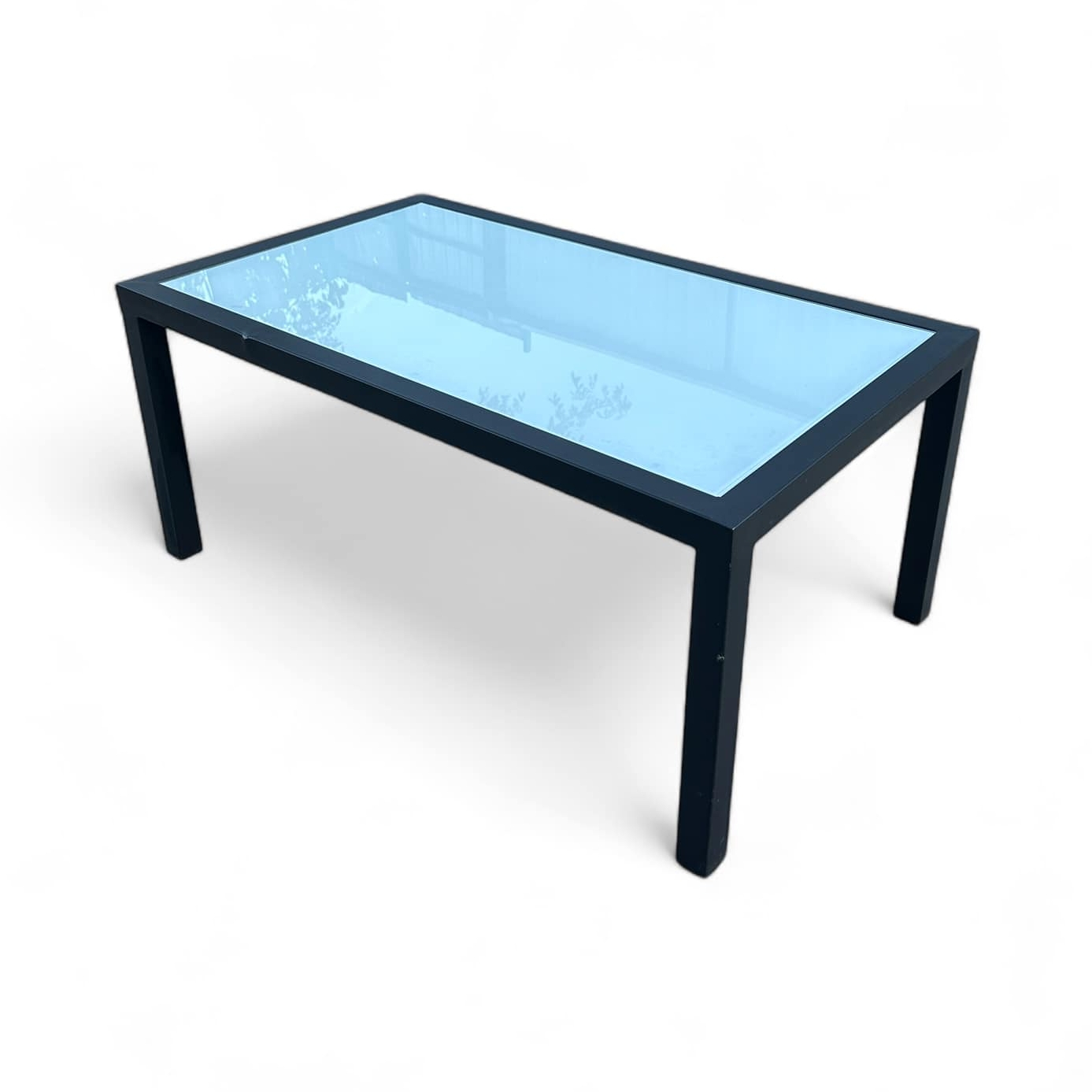 Столик кавовий прямокутний чорний з сірою скляною вставкою TB-616