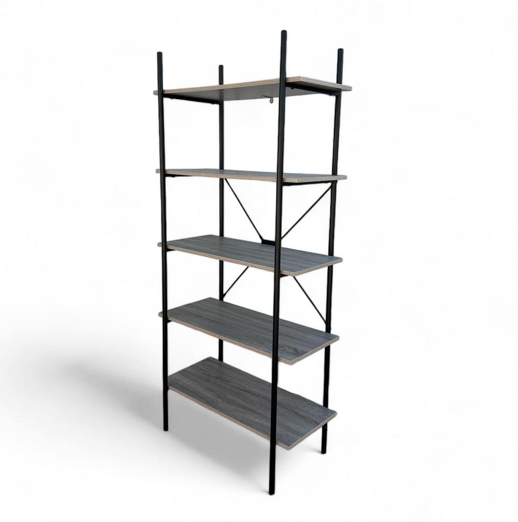 Стелаж на 5 полиць метал/мдф чорний/сірий SR-089