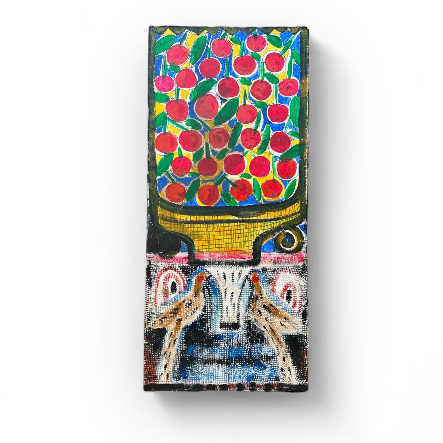 Натюрморт з пташками і фруктами у вазі живопис на підрамнику AR-1058