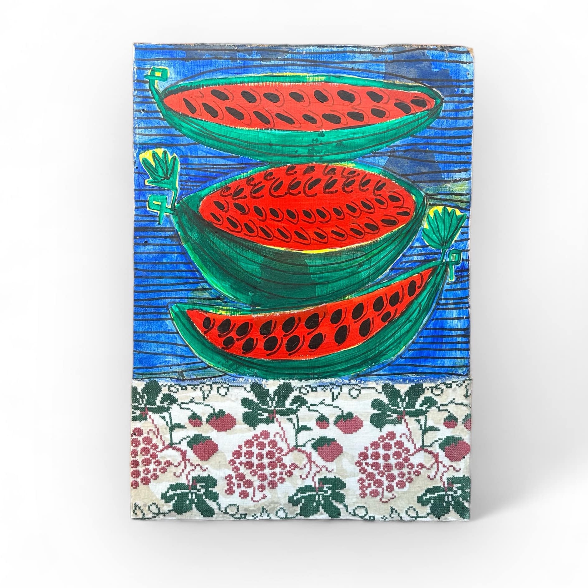 Натюрморт Скибки кавуна змішана техніка на підрамнику AR-1063