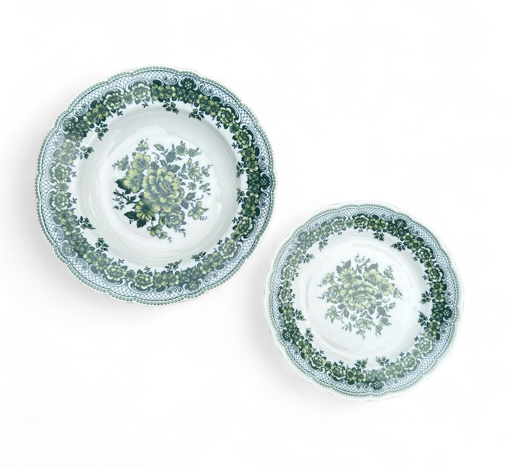 Тарілка супова/мала обідня "Зелена троянда" вінтаж PP-045