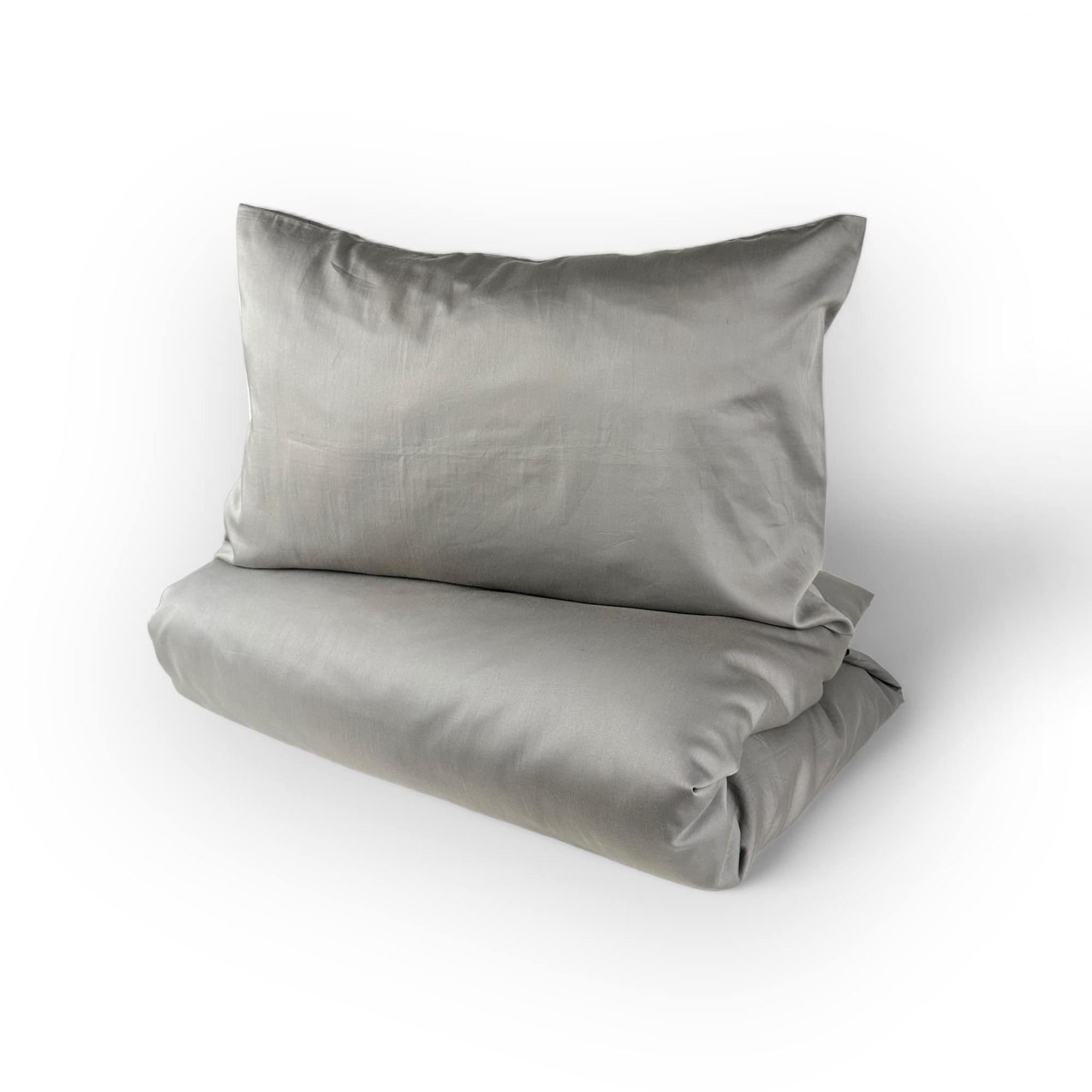 Комплект постільної білизни 2-спальний (2 наволочки/півковдра/простирадло) сірий сатин бавовна BL-019