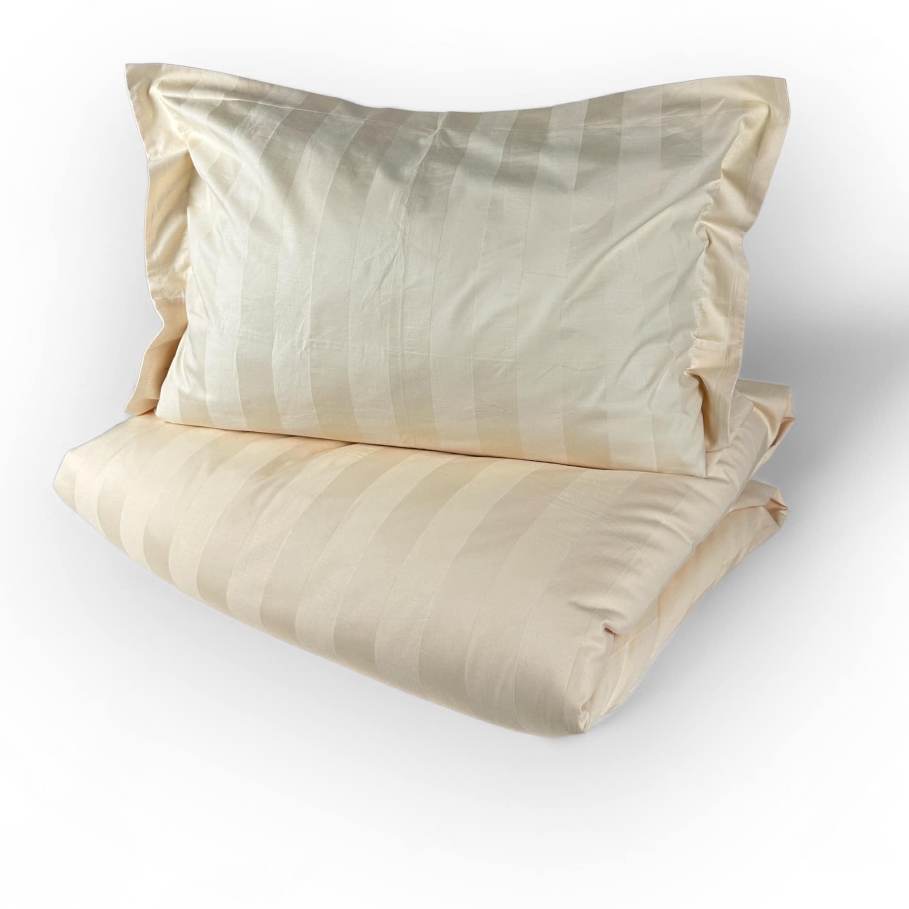 Комплект постільної білизни 2-спальний (2 наволочки/півковдра/простирадло на резинці) персик смужка жакард сатин бавовна BL-021