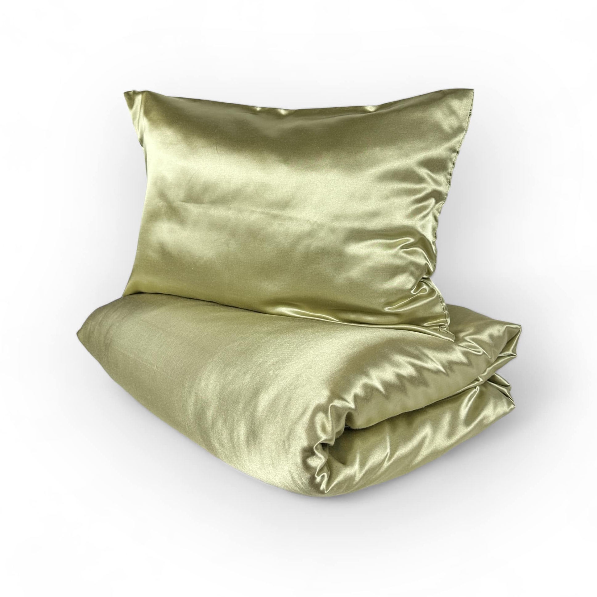 Комплект постільної білизни 2-спальний (2 наволочки/підковдра/простинь) оливковий атлас поліестер BL-025