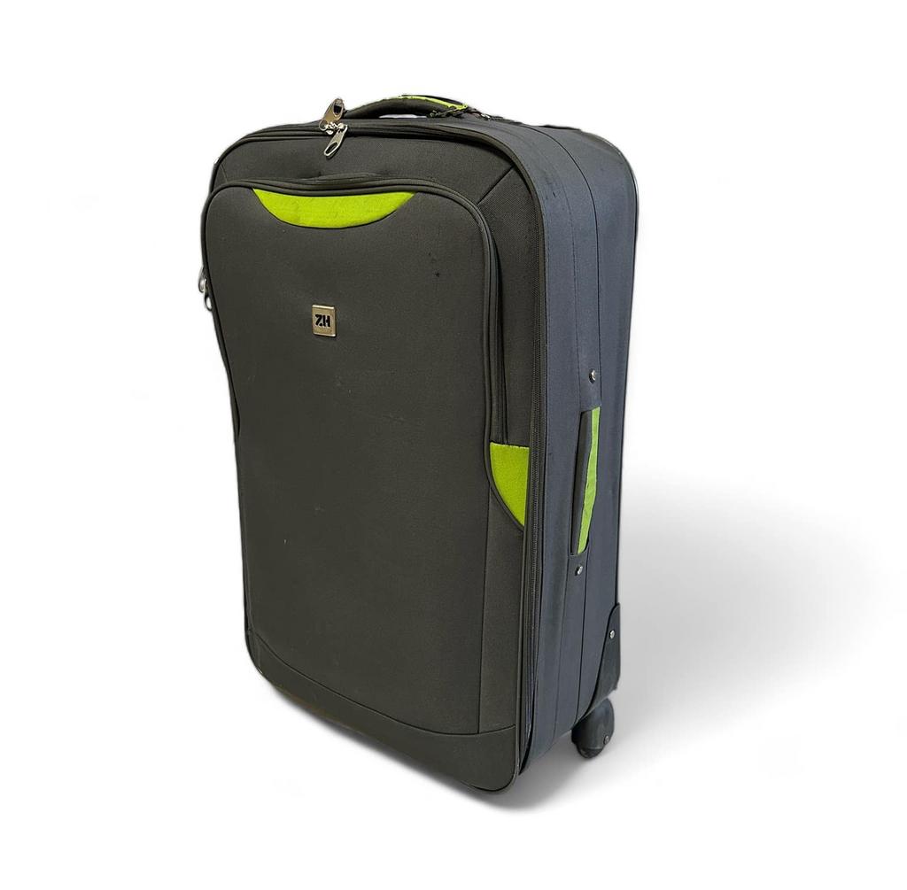 Валіза антрацит салатові вставки текстиль ML-037