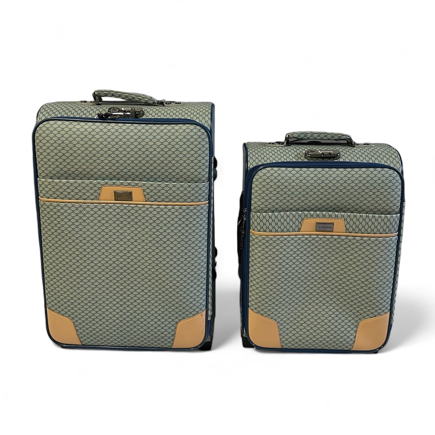 Валіза велика/мала дрібний орнамент олива текстиль ML-041