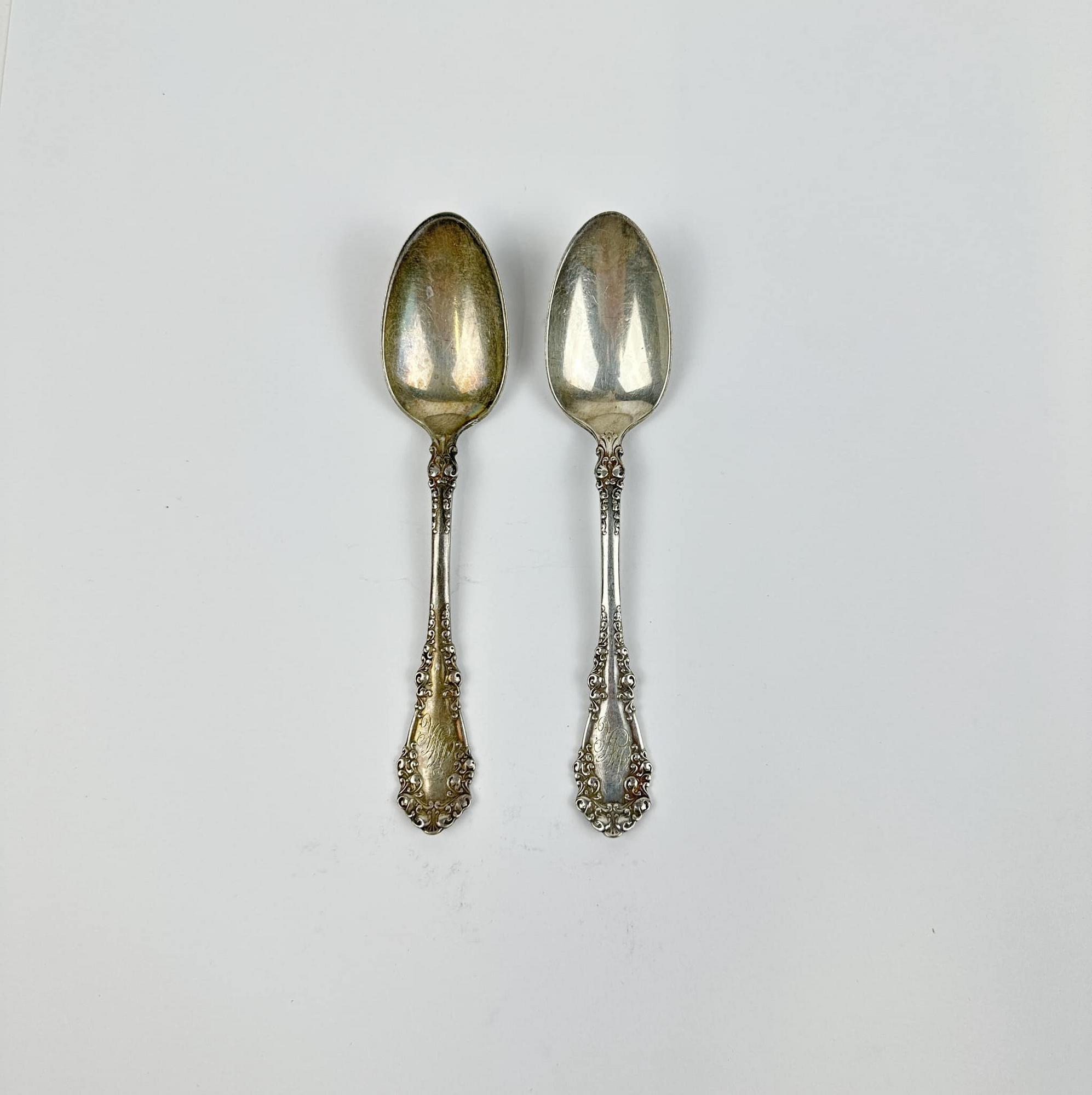 Ложка чайна з монограмою столове срібло вінтаж KL-112