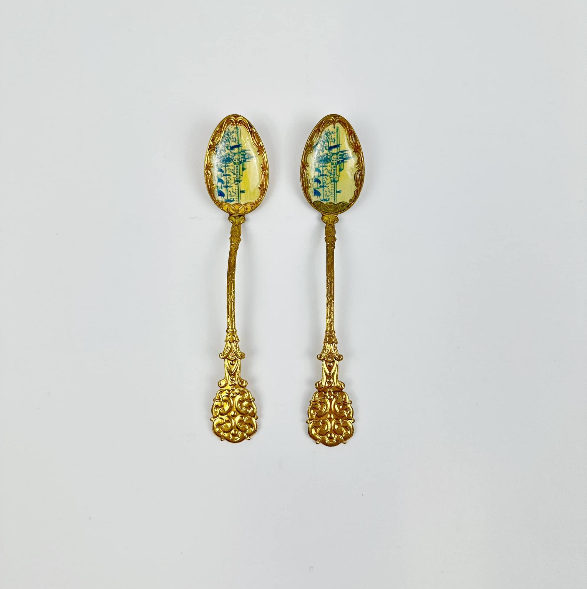 Ложка чайна з емалевим малюнком золото KL-118