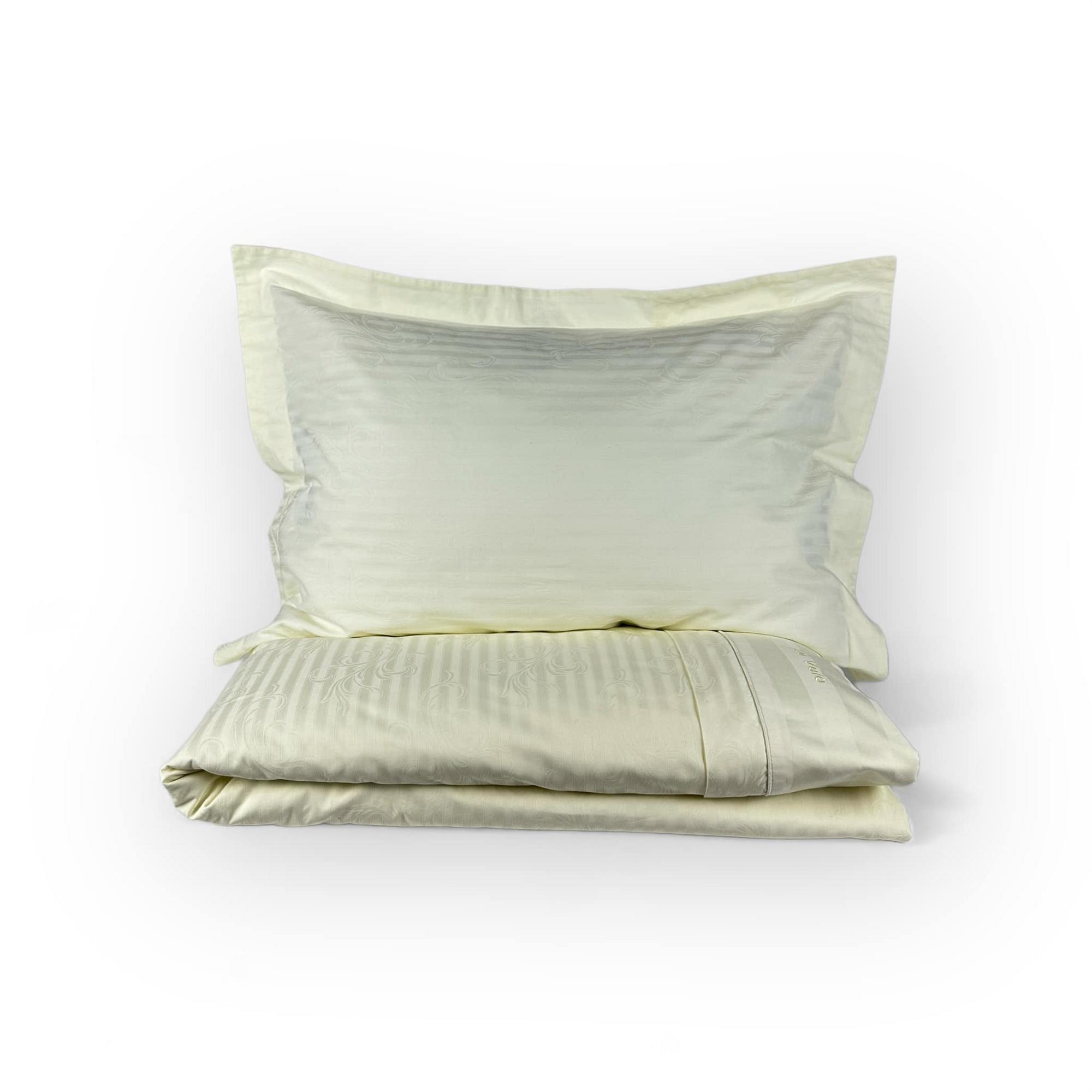 Комплект постільної білизни 2-спальний (3-наволочки/підковдра/простирадло) смужка жакард ваніль сатин бавовна BL-031