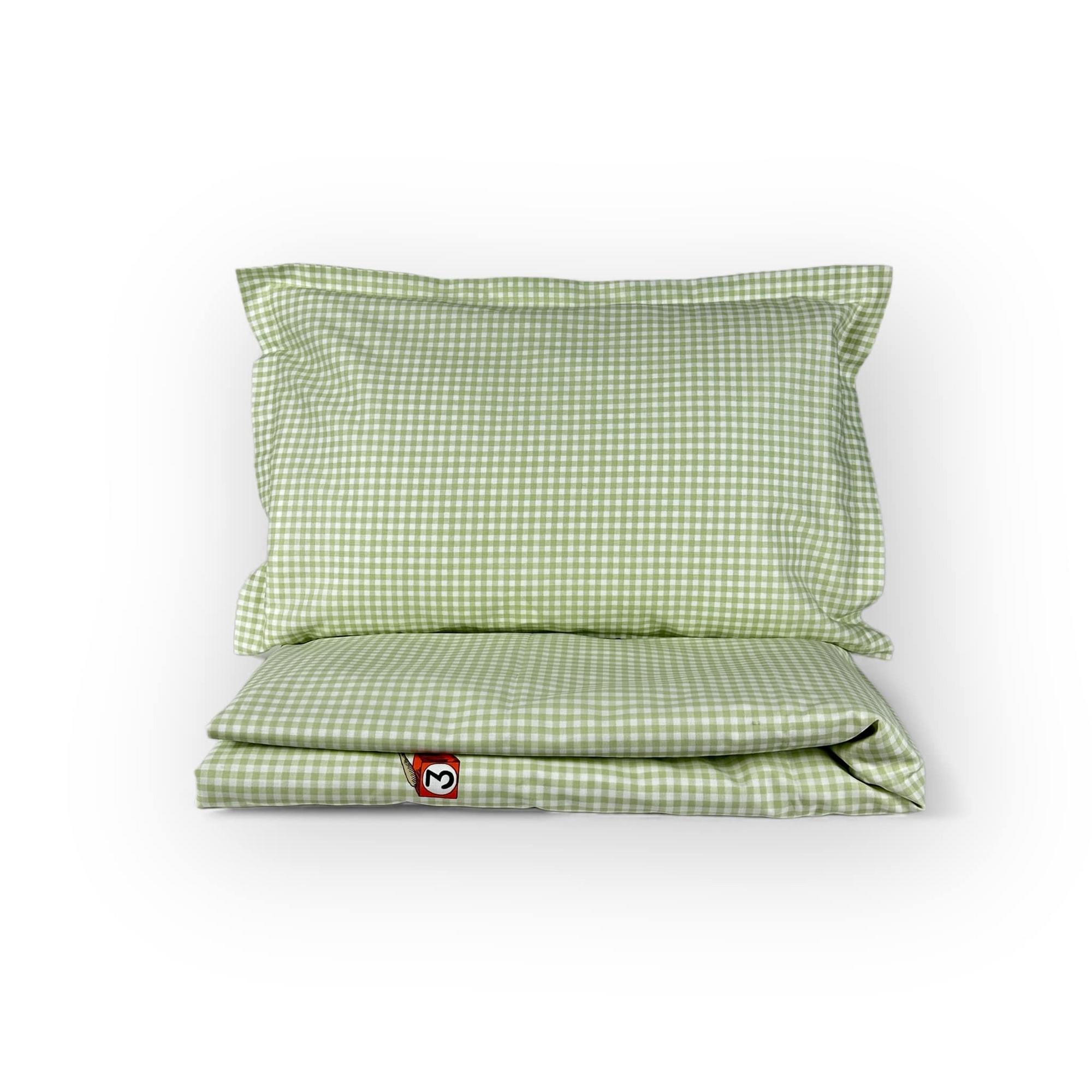 Комплект постільної білизни дитячий зелена клітинка бавовна BL-034