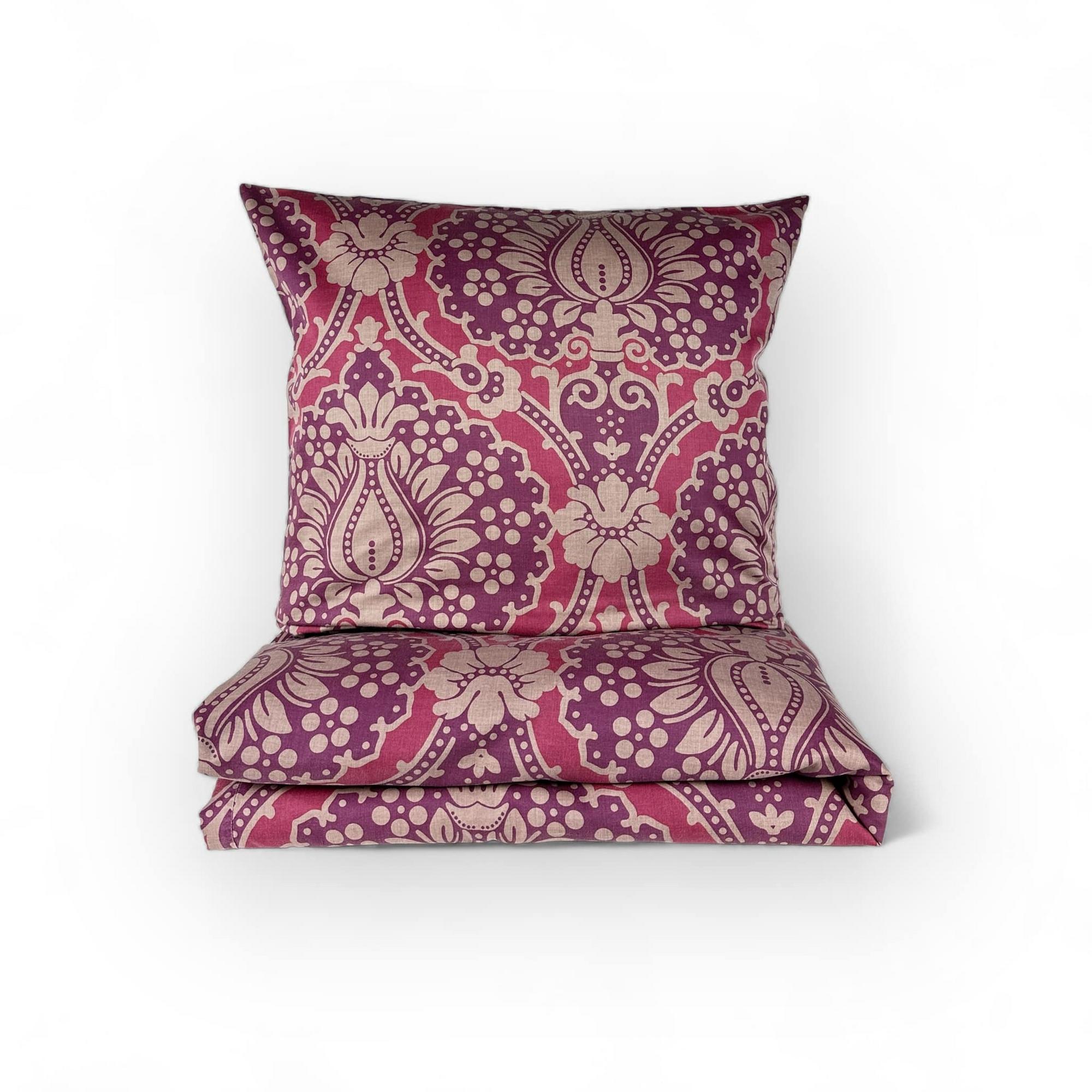 Комплект постільної білизни 2-спальний (2 наволочки / підковдра / простирадло) бордо Дамаск сатин бавовна BL-036