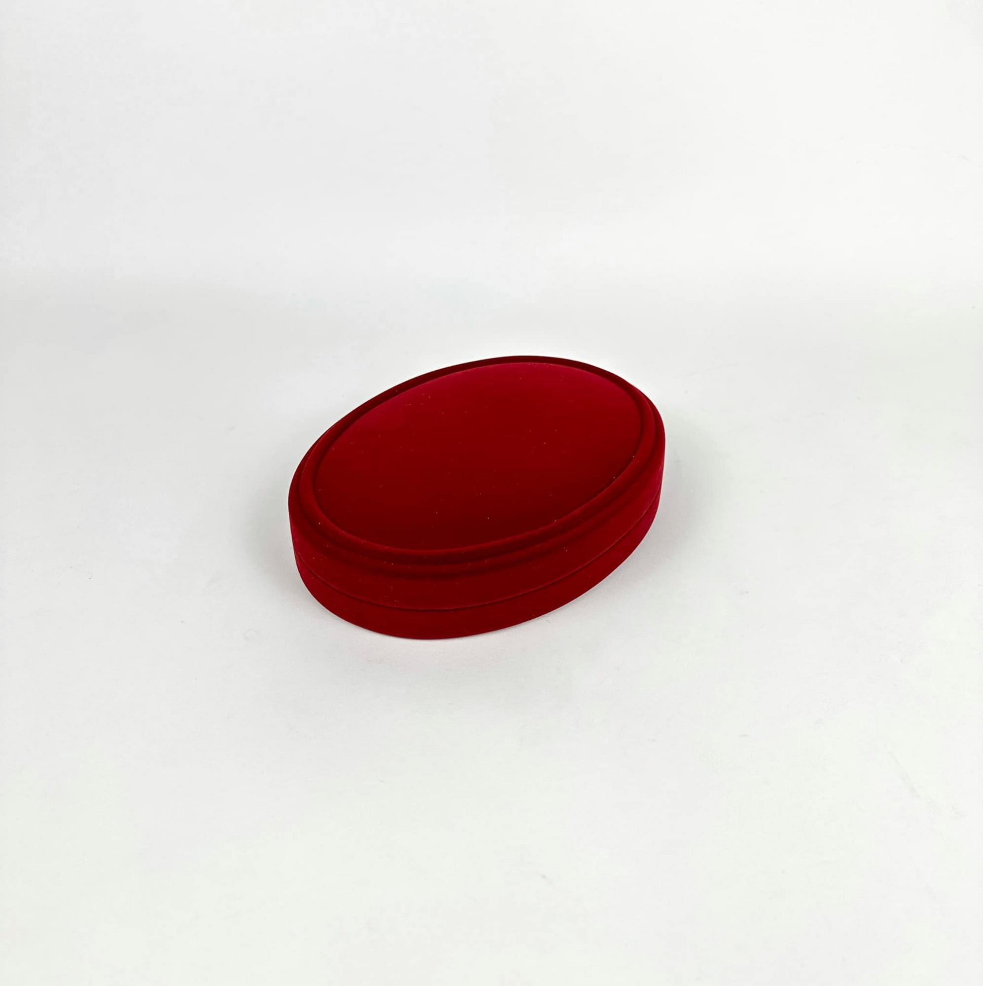 Футляр для кольє овальний т-червоний флок BX-138