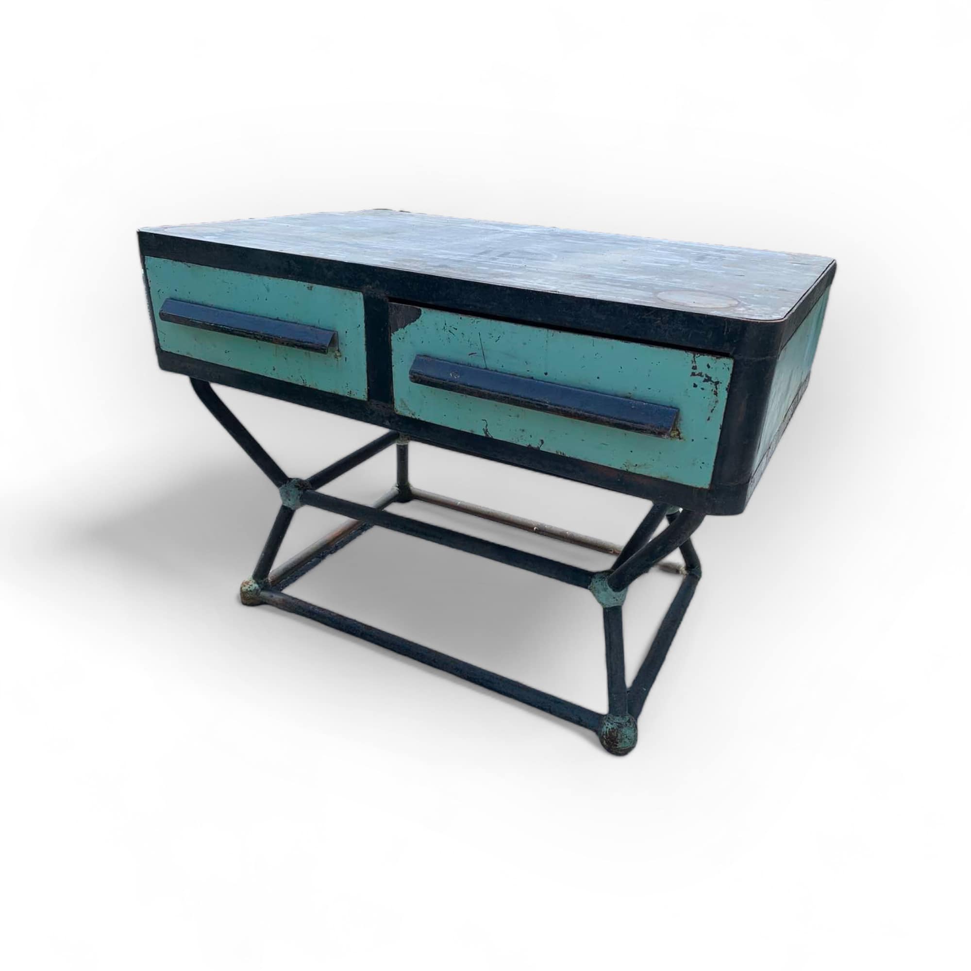 Стіл промисловий з 2 шухлядами метал вінтаж TB-335