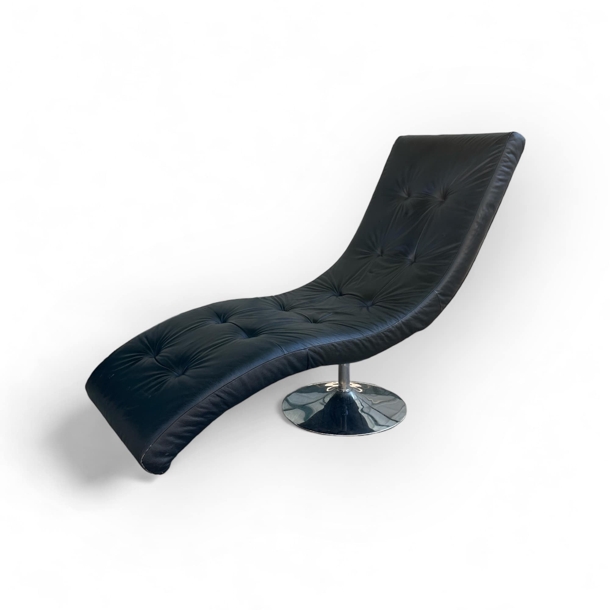 Крісло-шезлонг обертове чорне штучна шкіра/метал CH-167