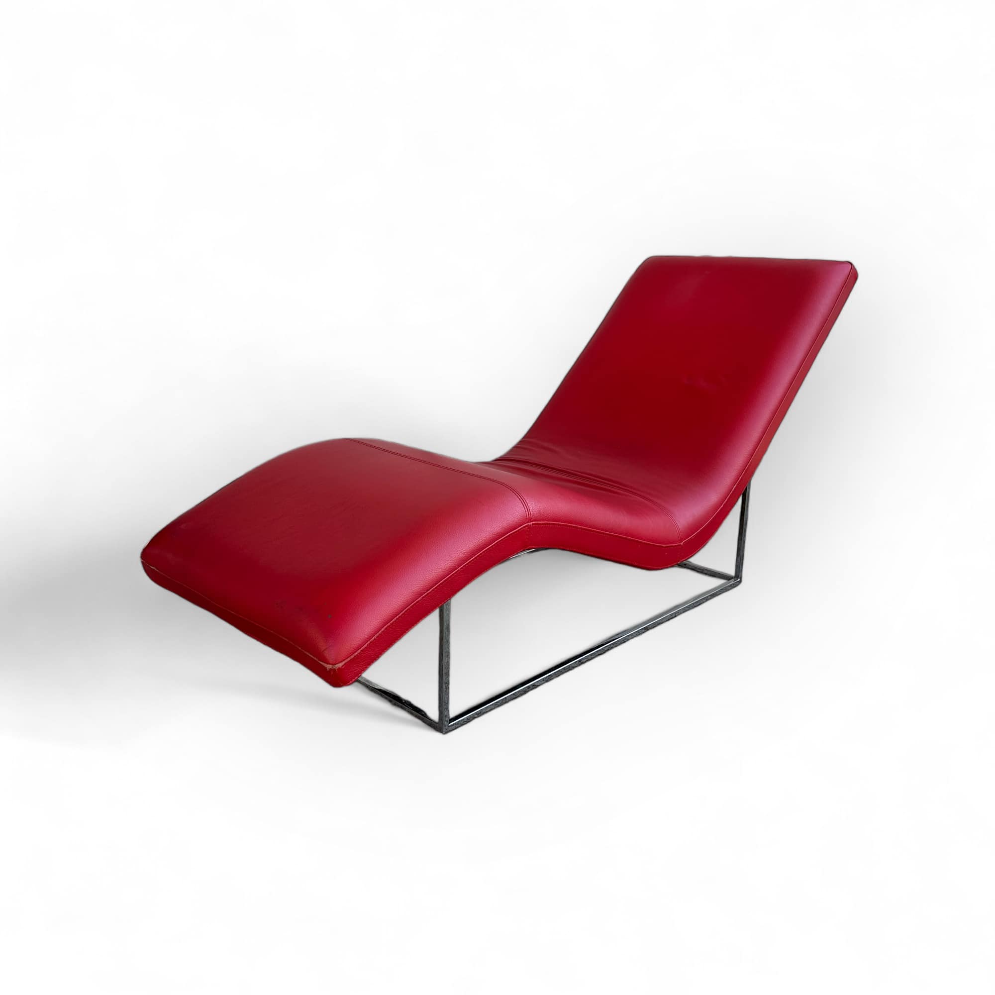 Крісло-шезлонг червоне штучна шкіра/метал CH-168