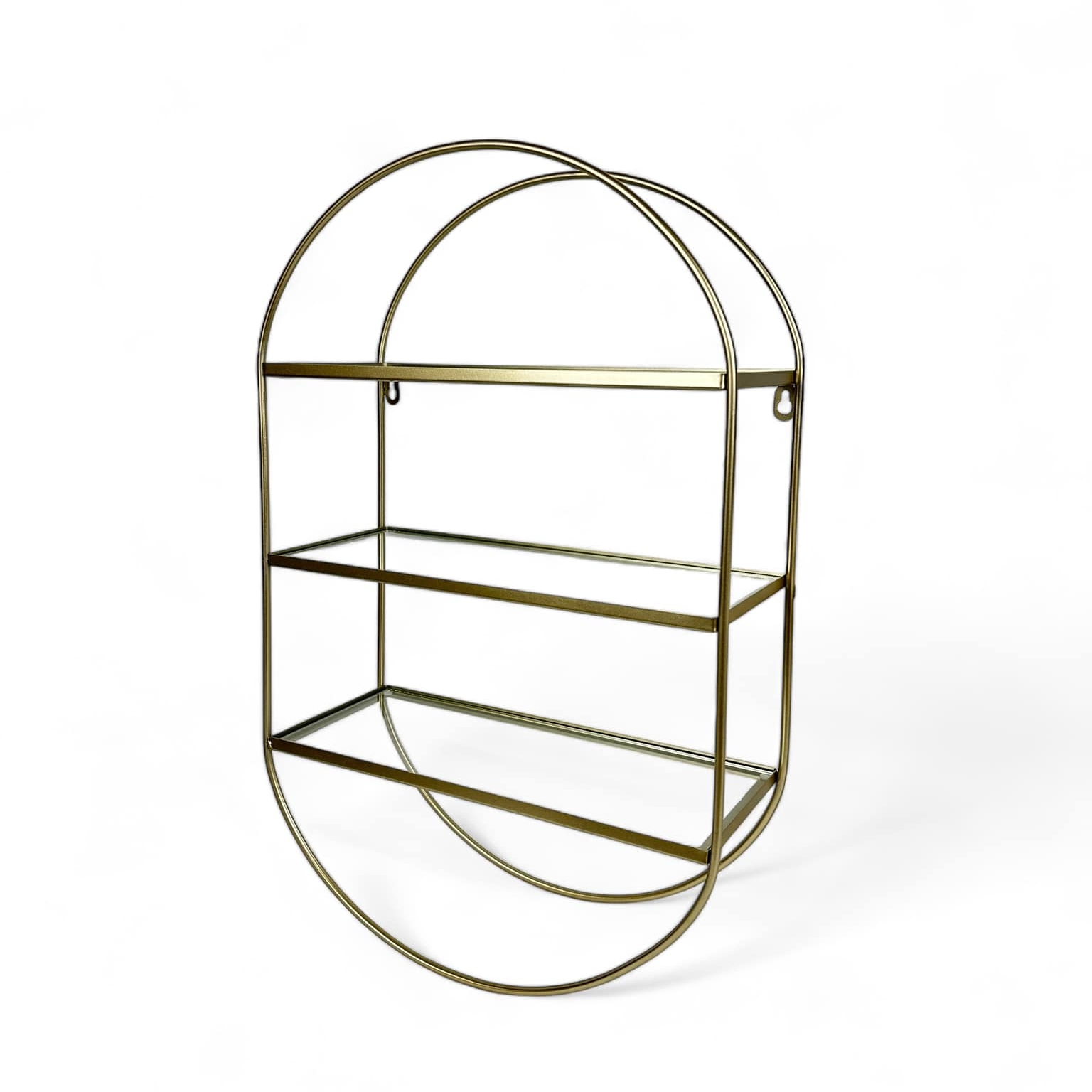 Стелаж настінний на 3 полиці золото метал/скло CB-100