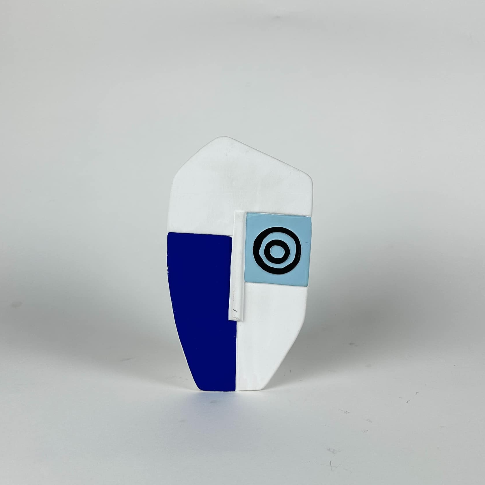 Ваза обличчя абстрактне біло-синє кераміка VA-485