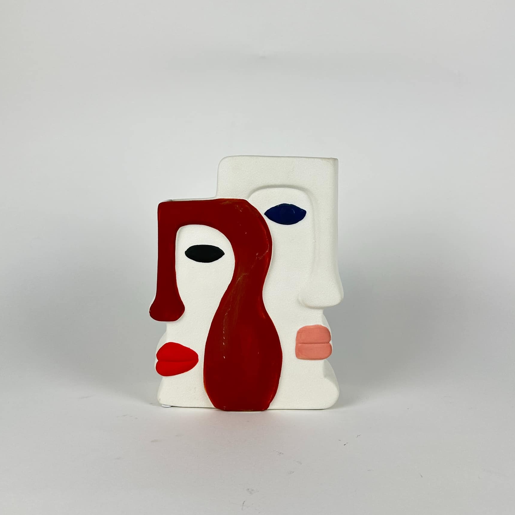 Ваза обличчя абстрактне біло-синє кераміка VA-487