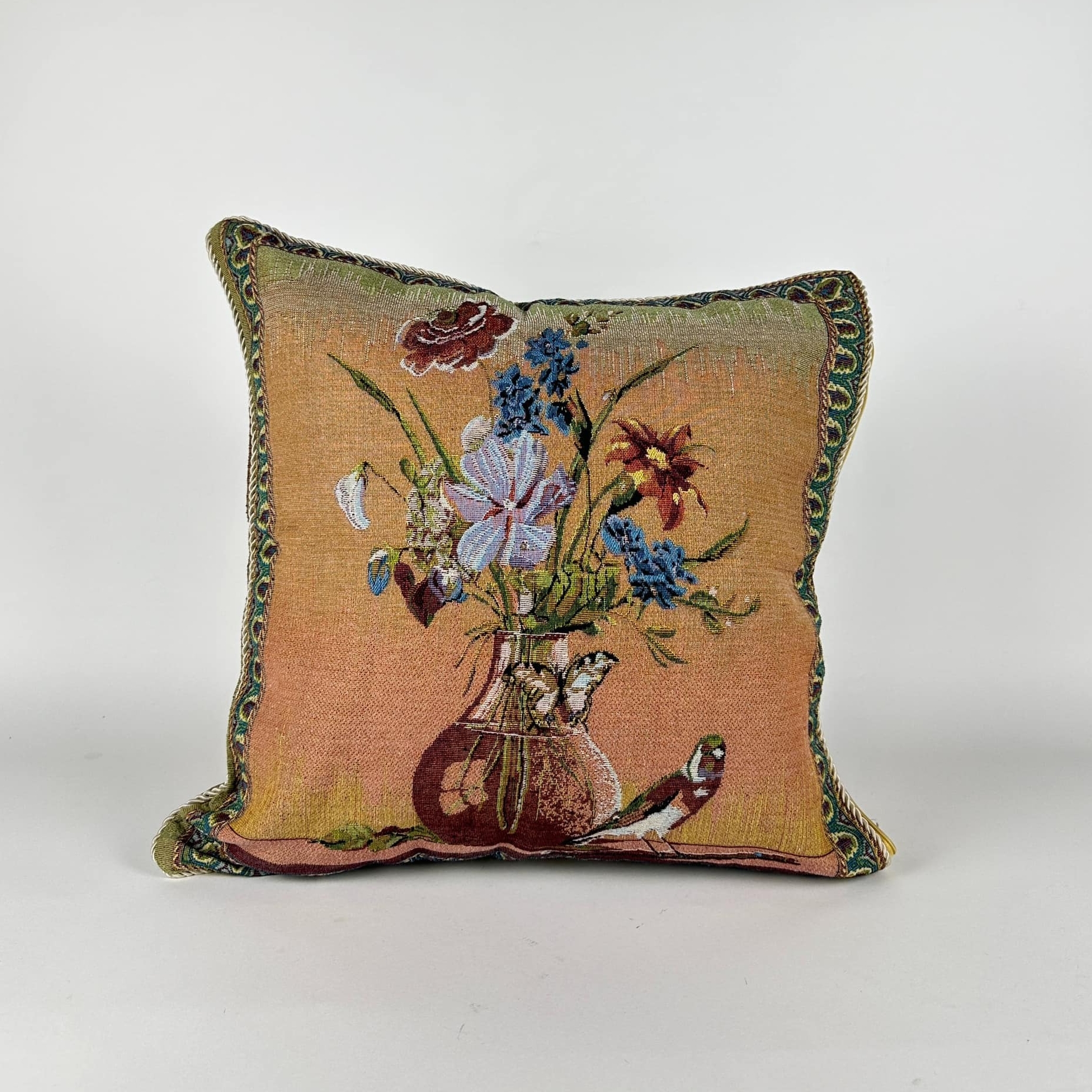 Подушка декоративна гобелен Ваза з квітами PW-412