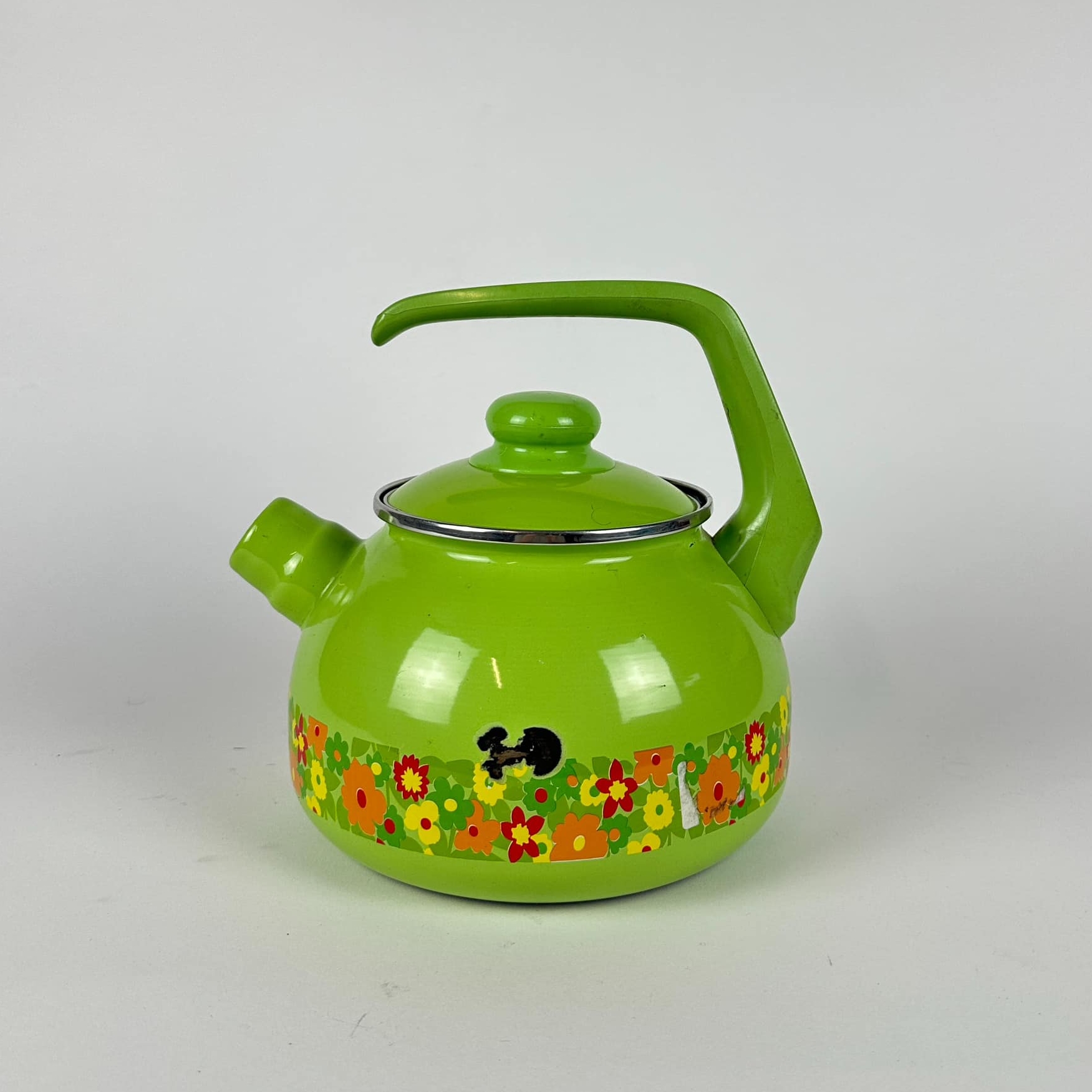 Чайник емальований салатовий з візерунком KH-236