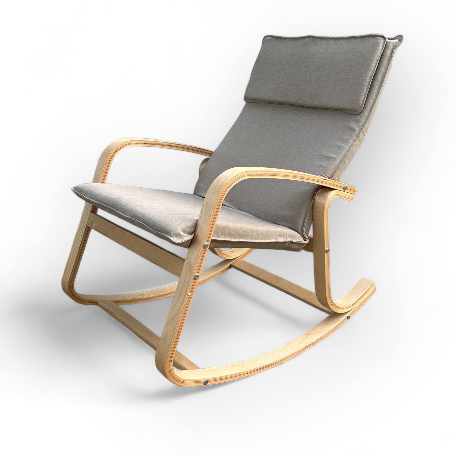 Крісло-качалка скандинавський стиль св-дерево/тканина беж CH-169