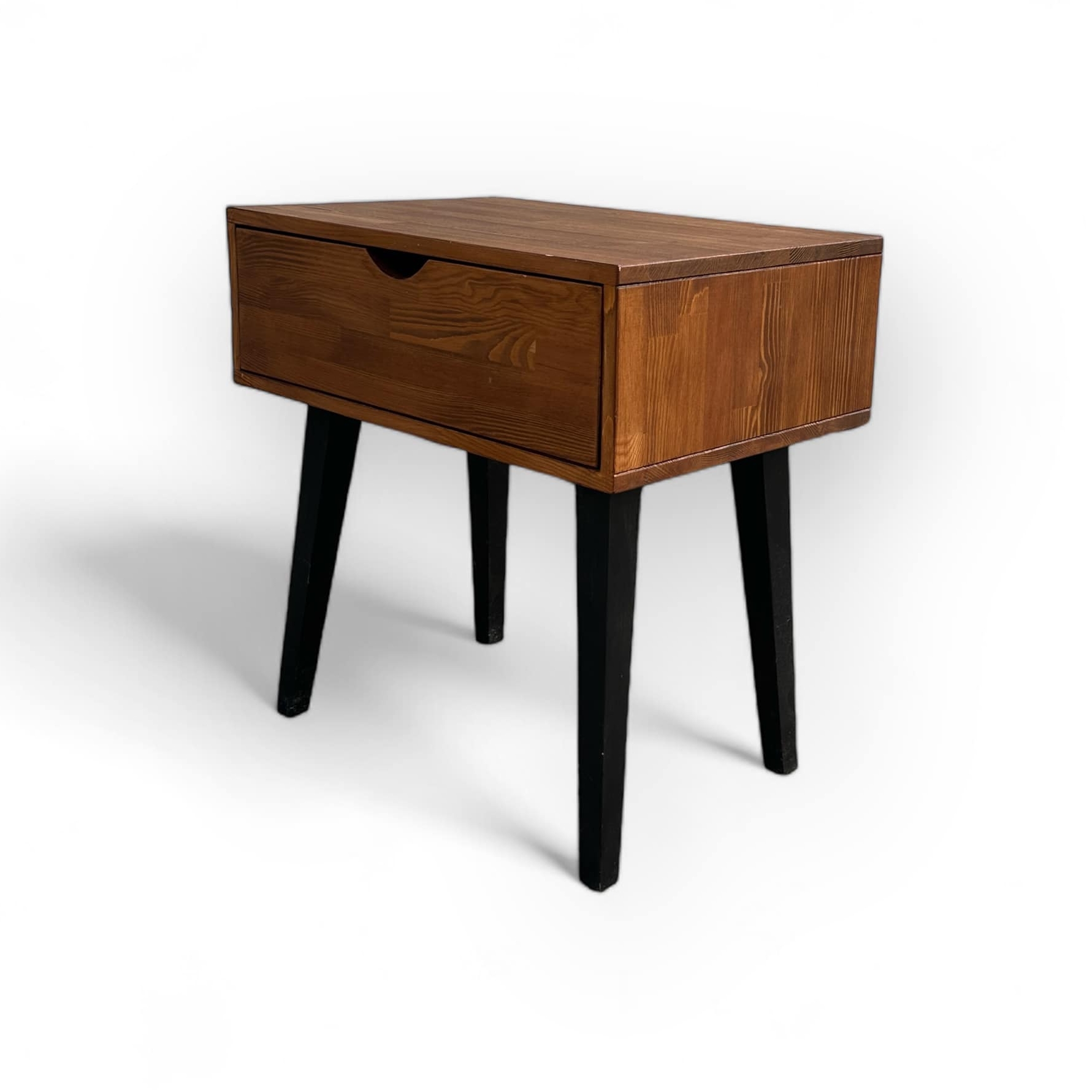 Тумба приліжкова з шухлядкою на чорних ніжках т-дерево CB-101