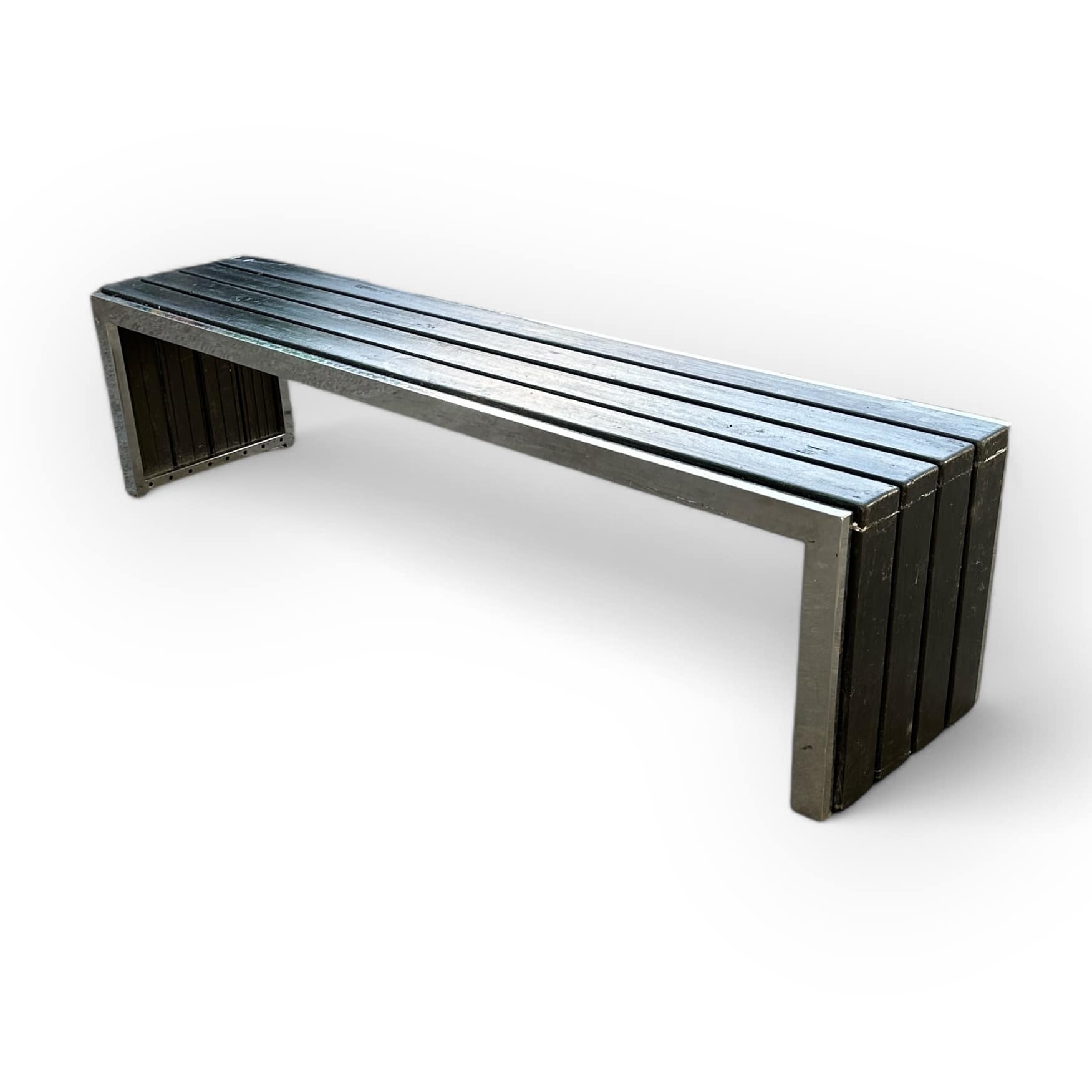 Лавка паркова чорна/хром дерево/метал GF-034