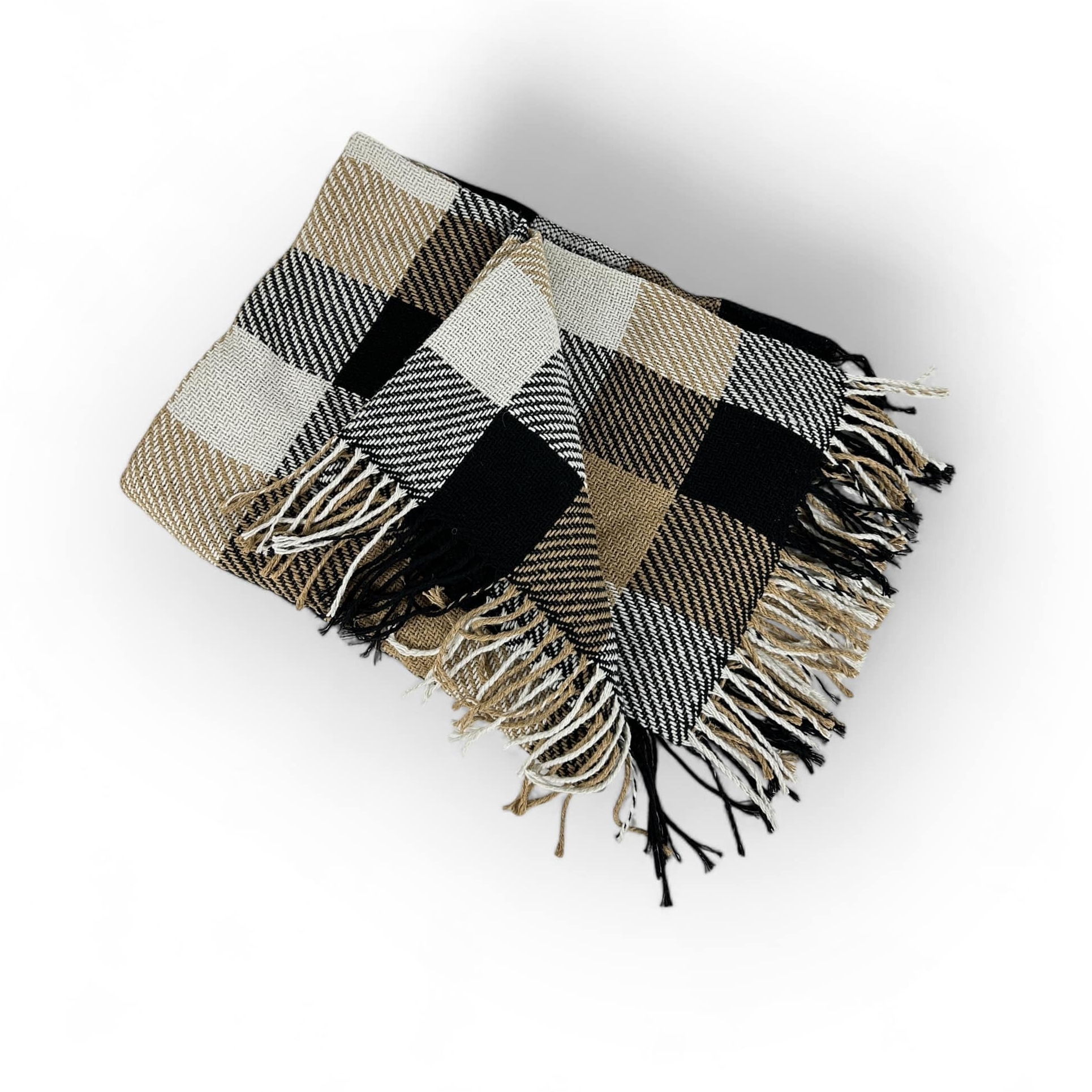 Плед в клітинку коричневий/чорний/білий WR-221