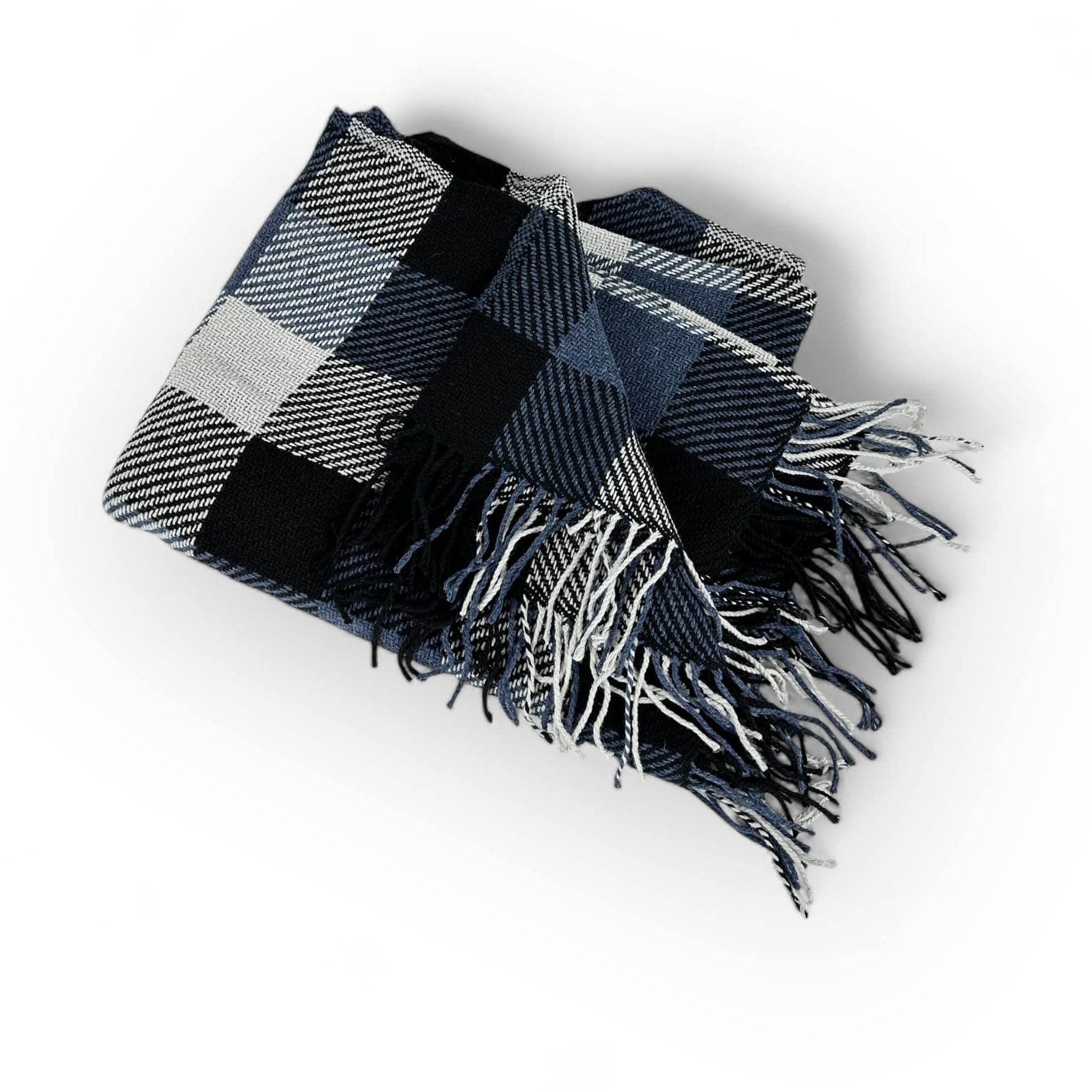 Плед в клітинку сірий/чорний/білий WR-222