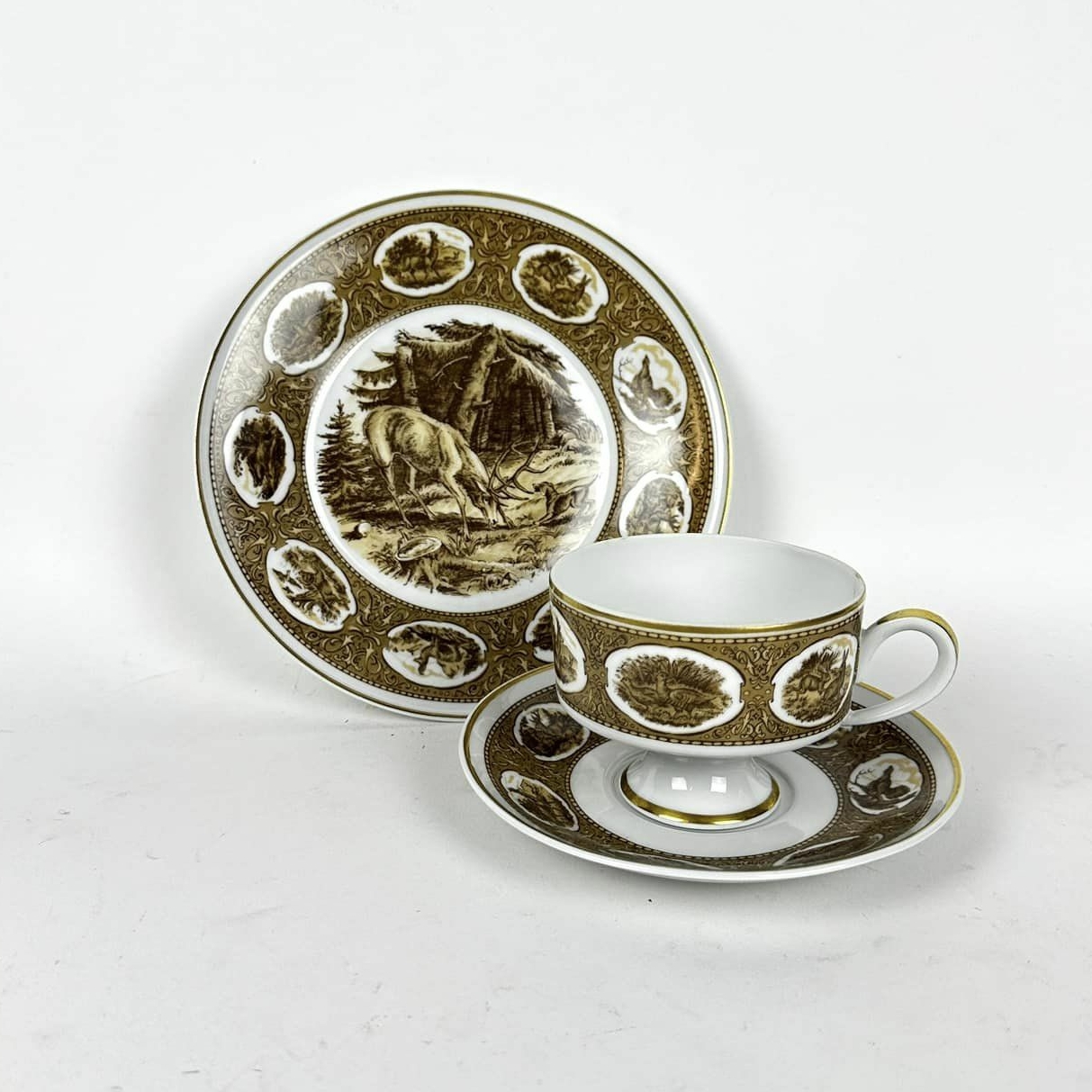 Чайна трійка Полювання порцеляна вінтаж PP-256
