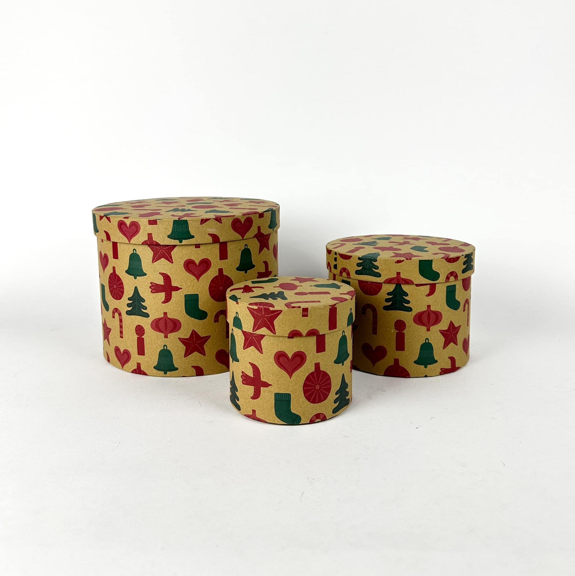 Коробка подарункова різдвяна крафт/принт BX-139