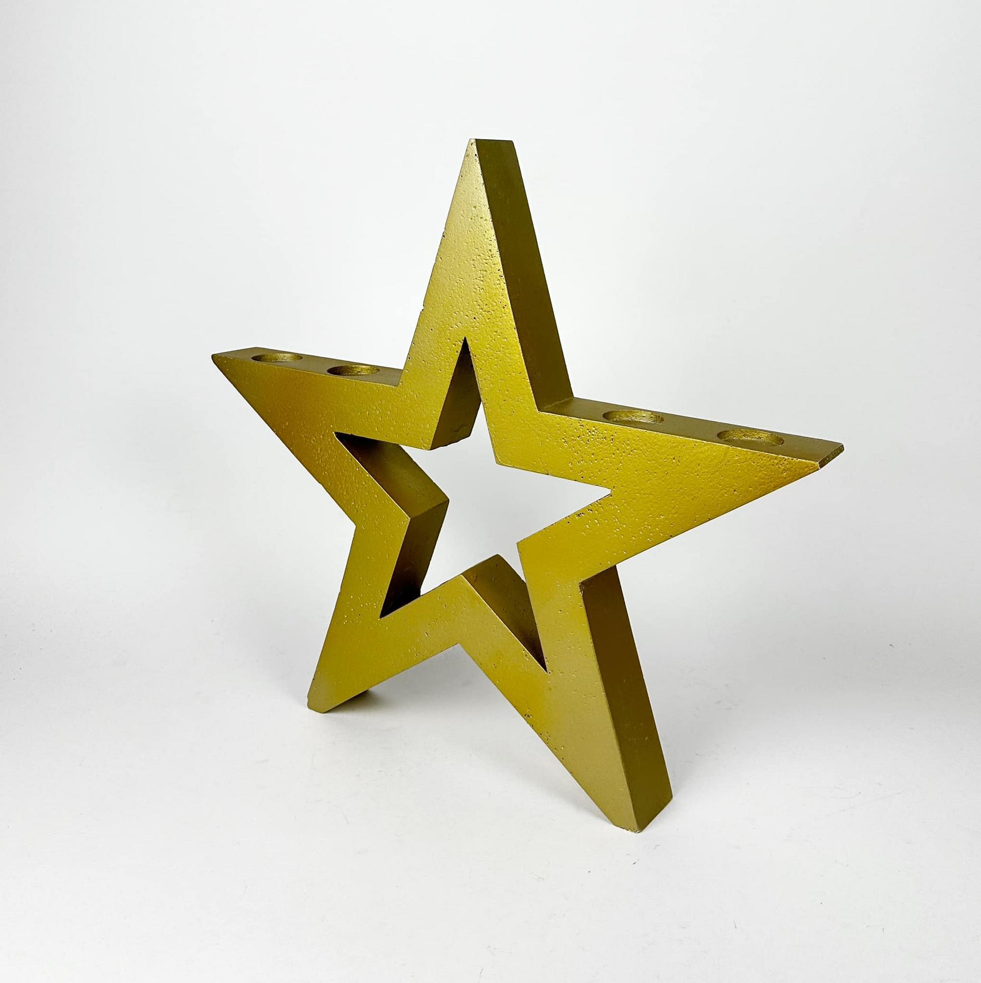 Підсвічник на 4 свічки Зірка золота бетон CA-180