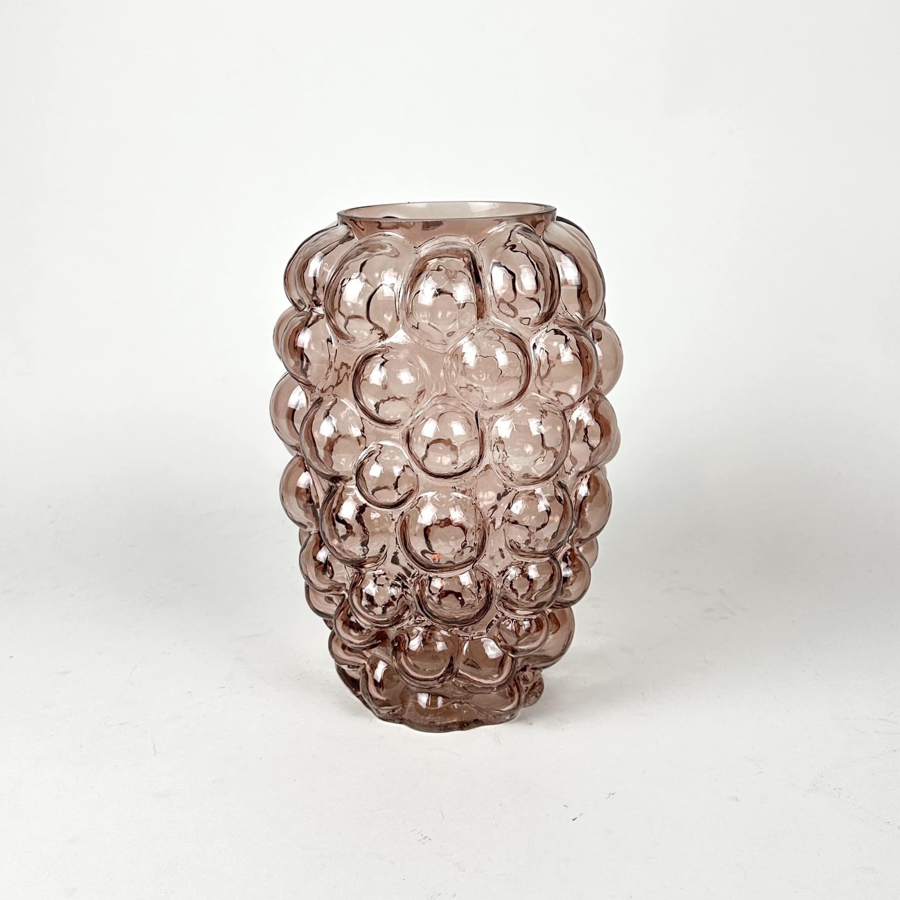 Ваза рельєфна Бульбашки рожево-коричневе прозоре скло VA-500