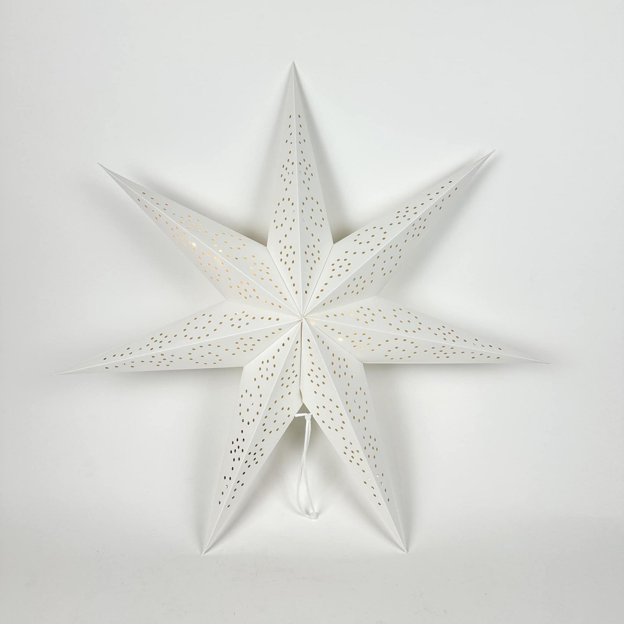 Зірка паперова підвісна з LED підсвіткою 7 променів біла LS-053