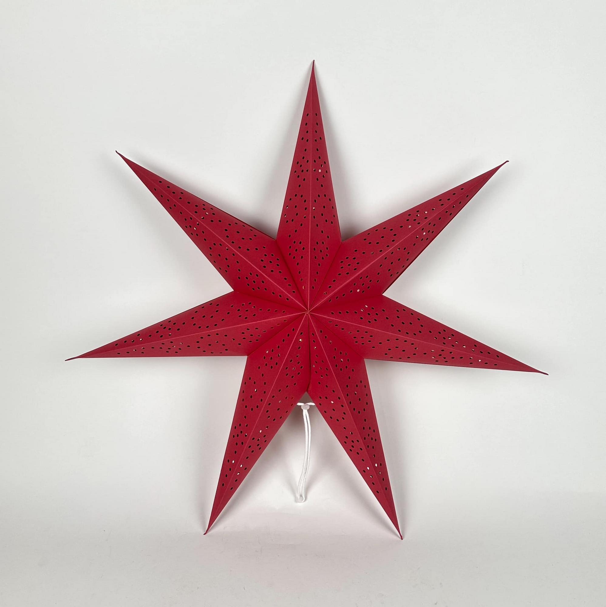Зірка паперова підвісна з LED підсвіткою 7 променів червона LS-054