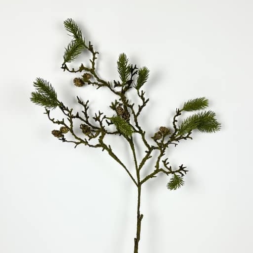 Гілка хвої з шишками вкрита мохом штучна FW-265