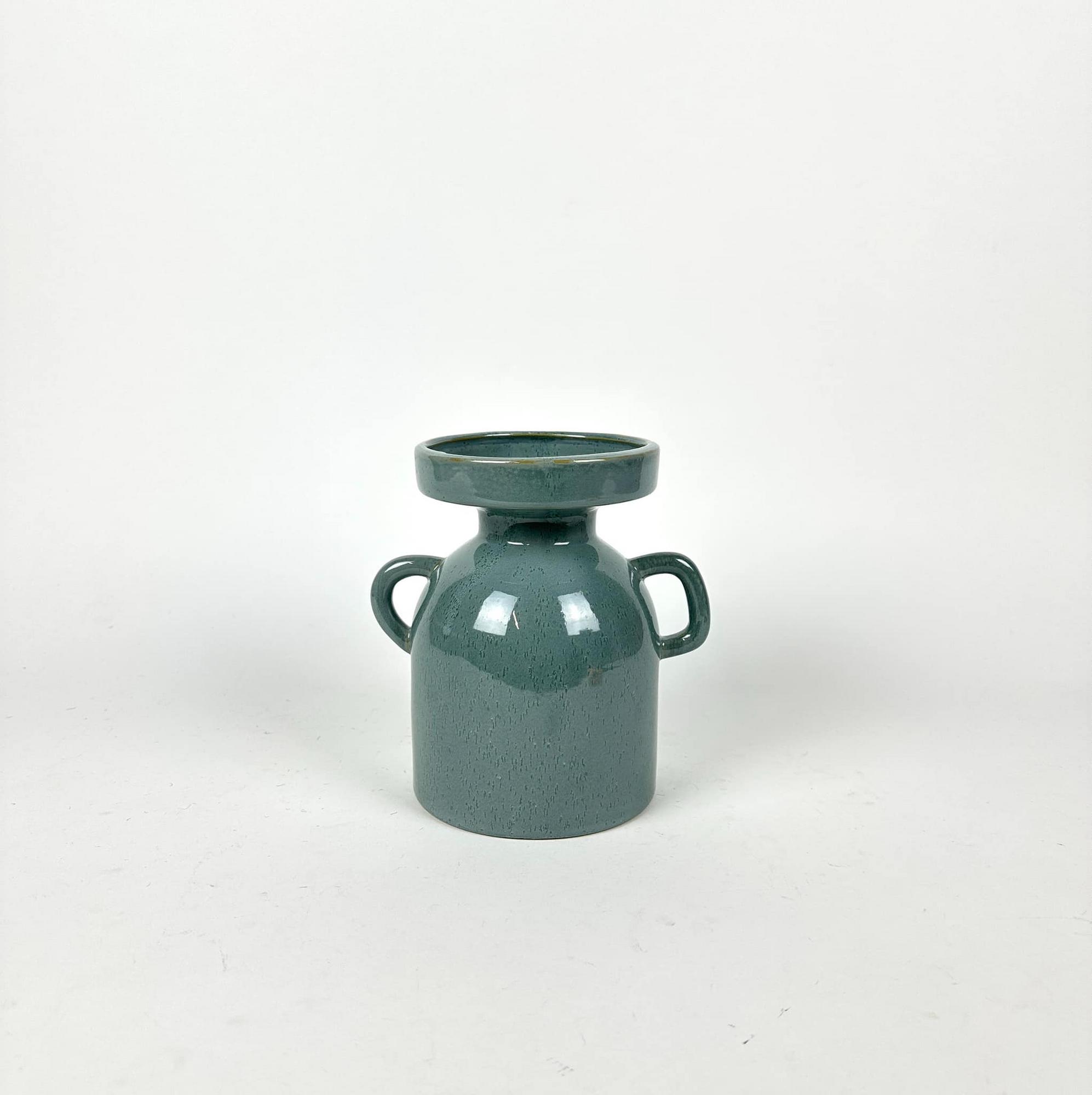 Ваза з 2 ручками сіро-зелена полива кераміка VA-505