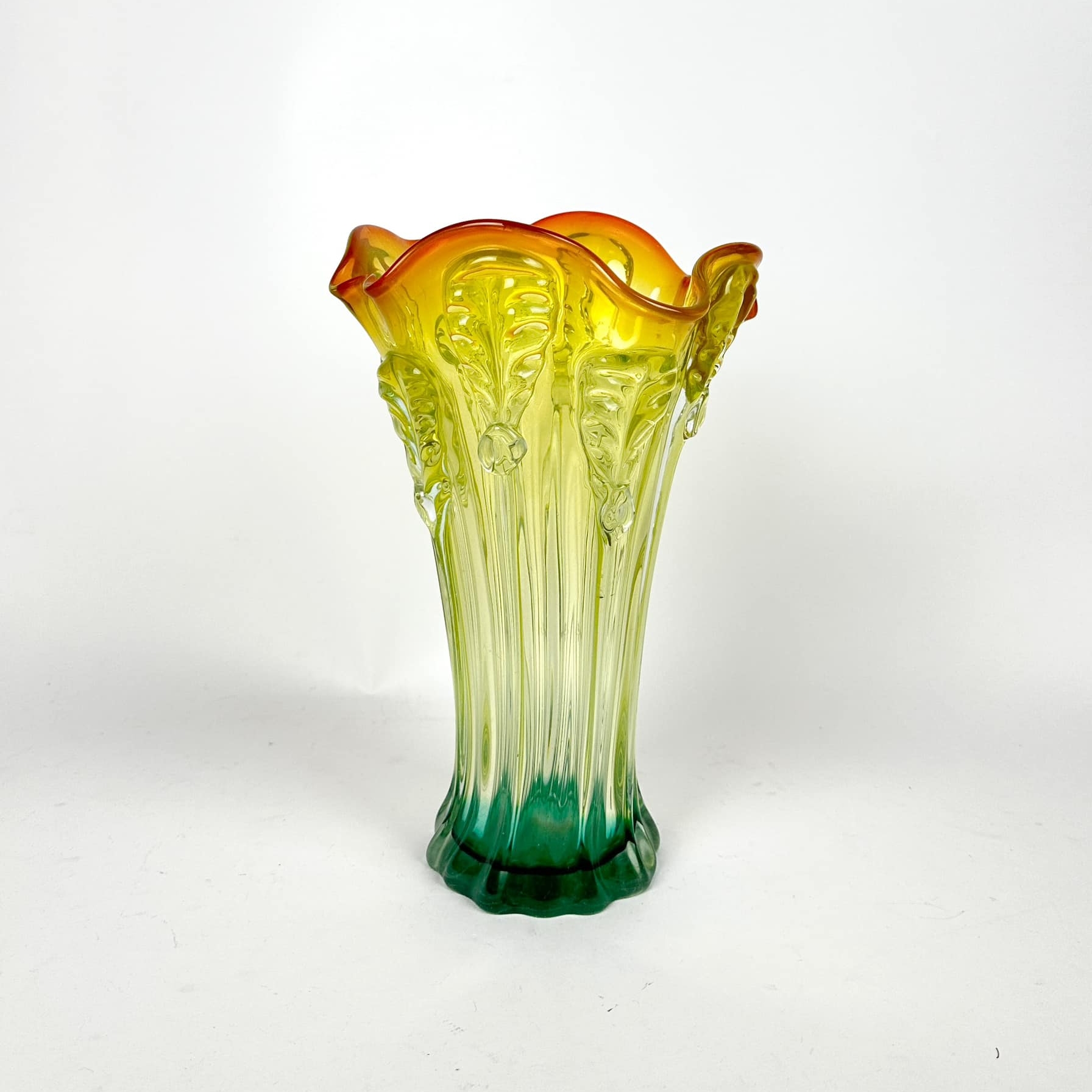 Ваза рельєфна кольорове скло вінтаж VA-514