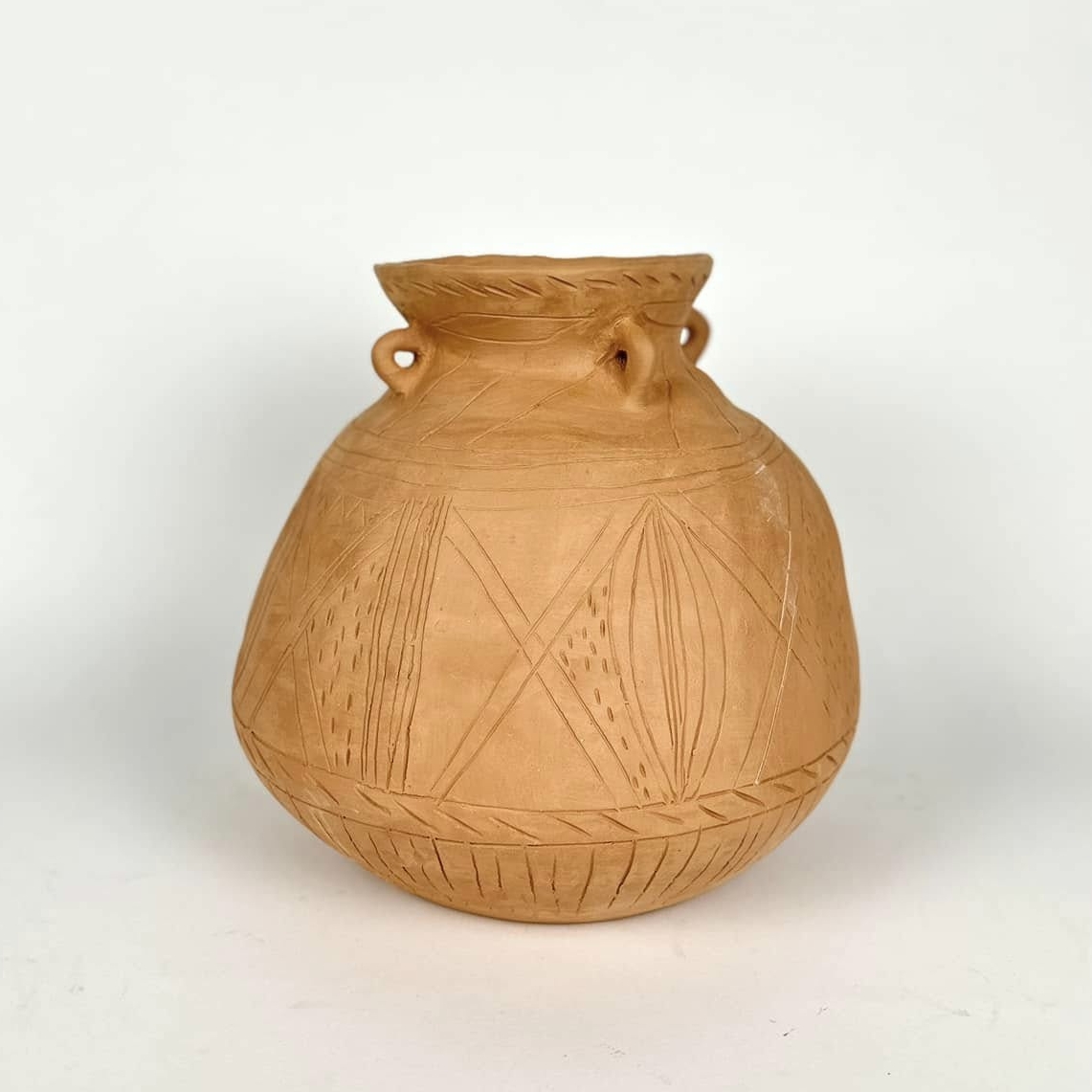 Ваза велика етно з вушками рельєфний візерунок теракота авторська робота VA-517