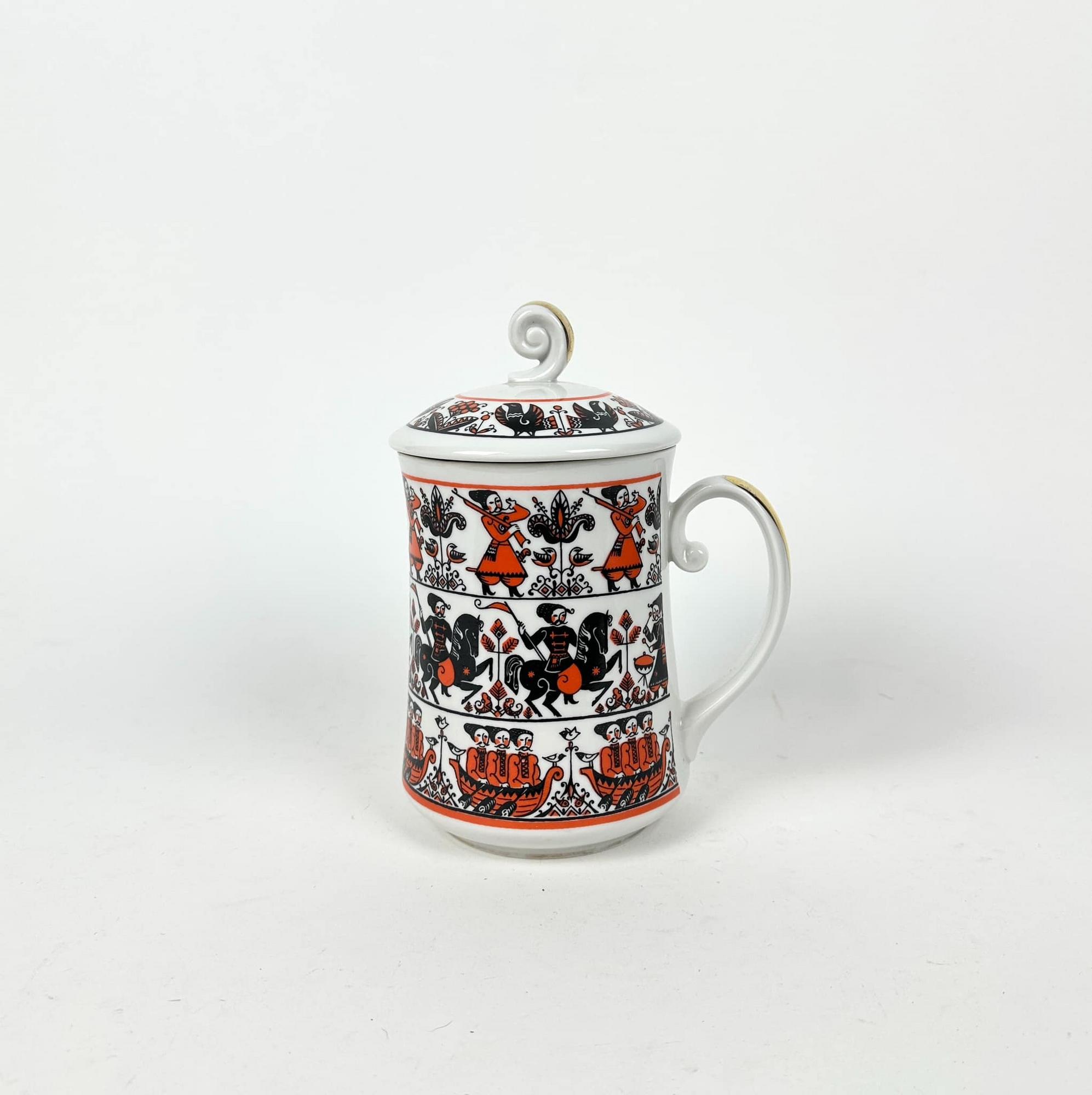 Чашка з кришкою Козаки кераміка PP-264