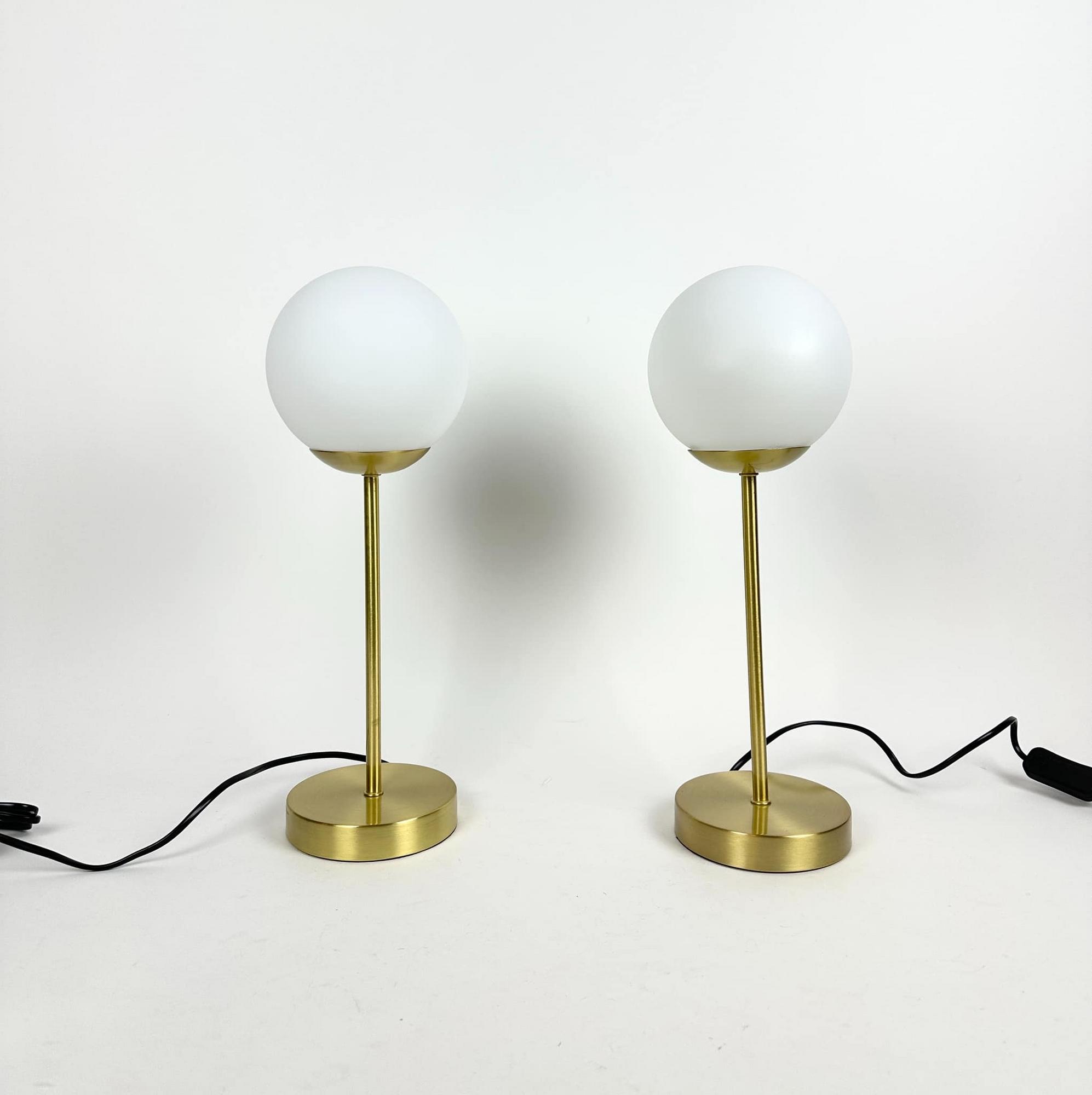 Лампа настільна куля на ніжці метал/скло золото/білий LT-308