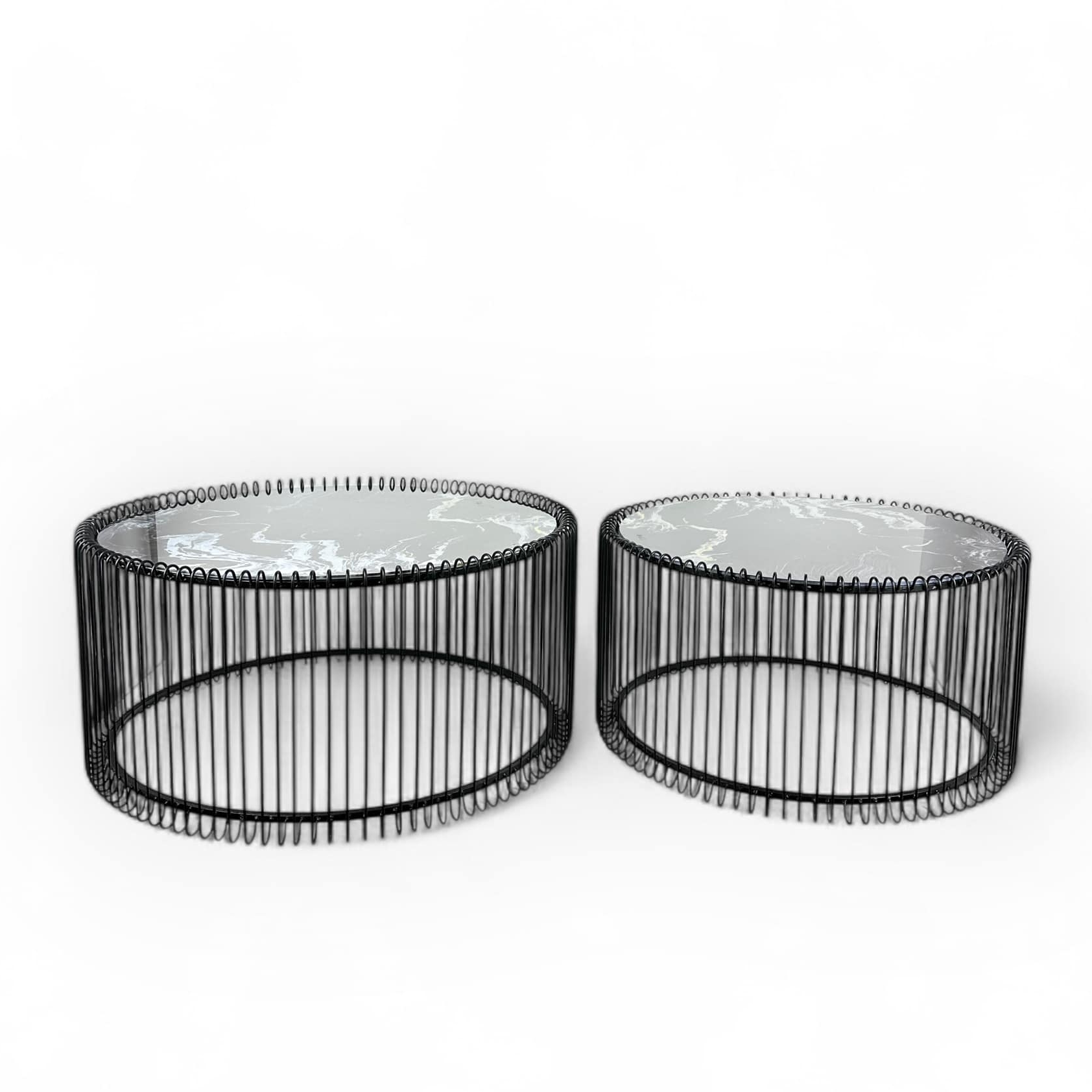 Столик кавовий круглий чорний декор "мармур" TB-872