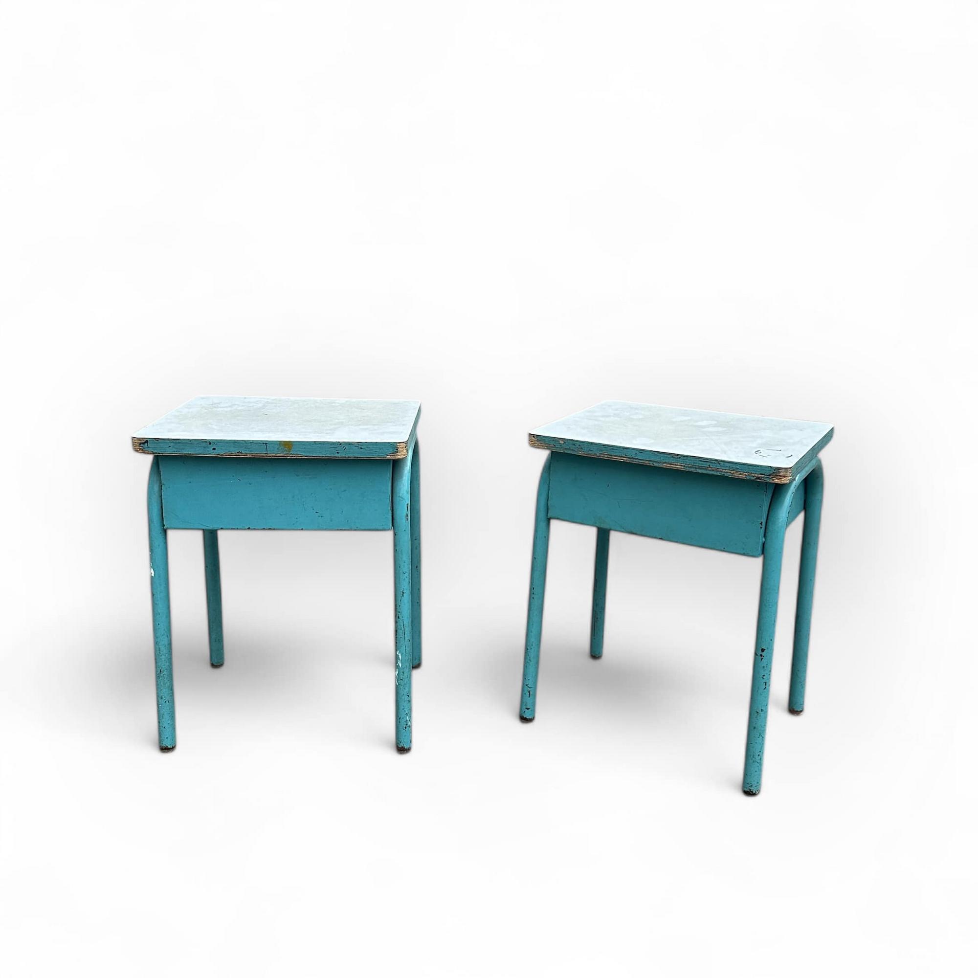 Табурет з ящичком блакитний вінтаж ST-156