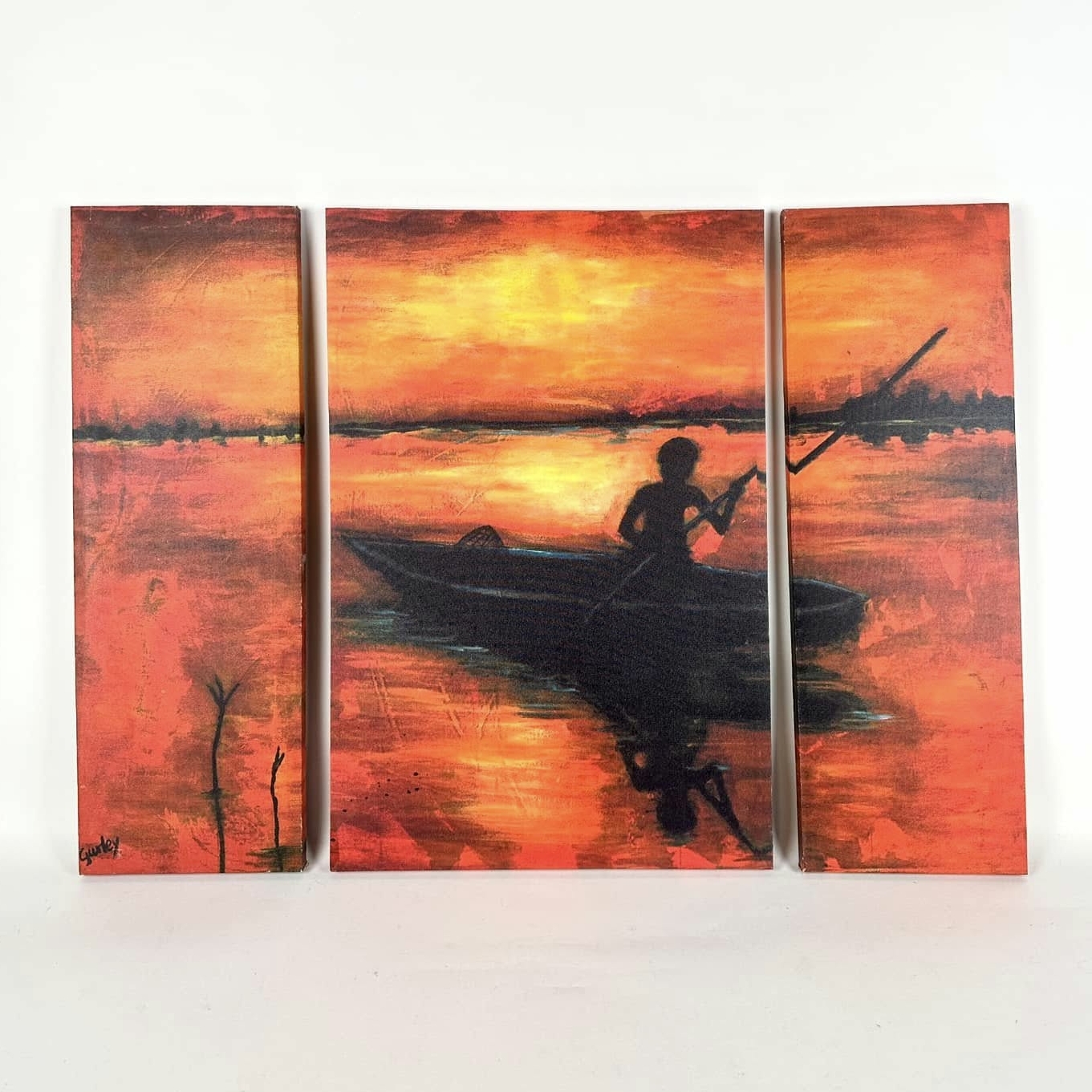 Триптих Один у човні на заході сонця AR-1112